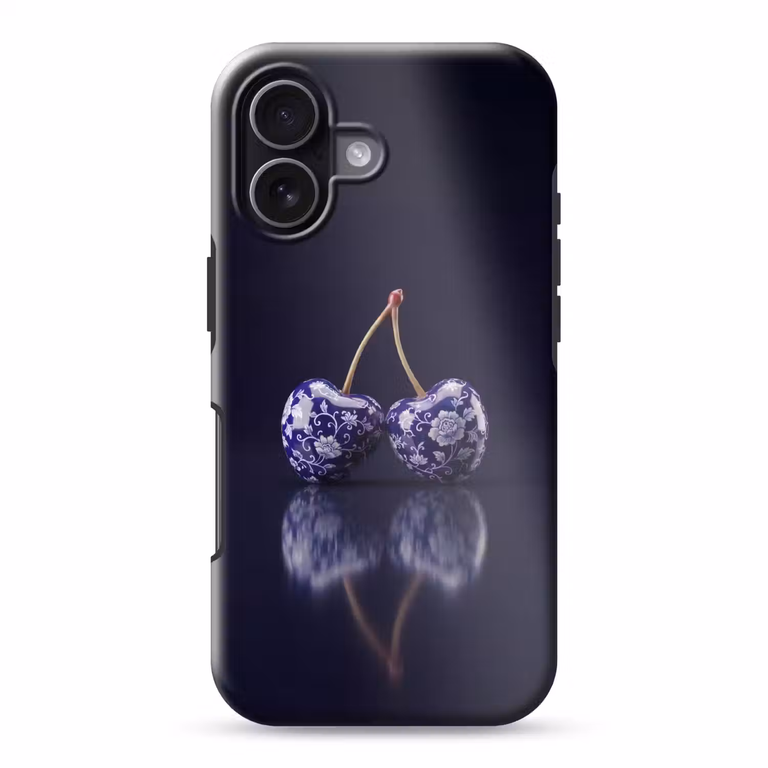 Porselein- Kersen - Delfts - Blauw Toughcase MagSafe Apple iPhone 17 klein -3d