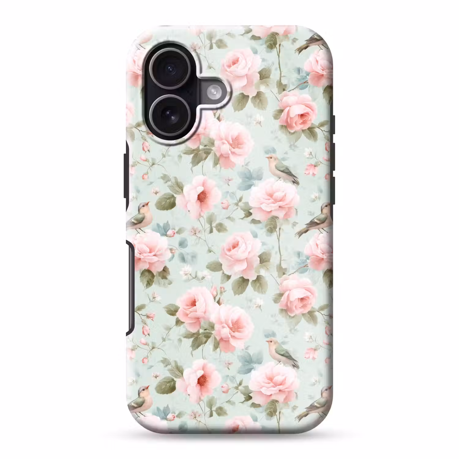 Rozen - Vogels - Pastel - Kleurrijk Toughcase MagSafe Apple iPhone 17 klein 1017 -3d