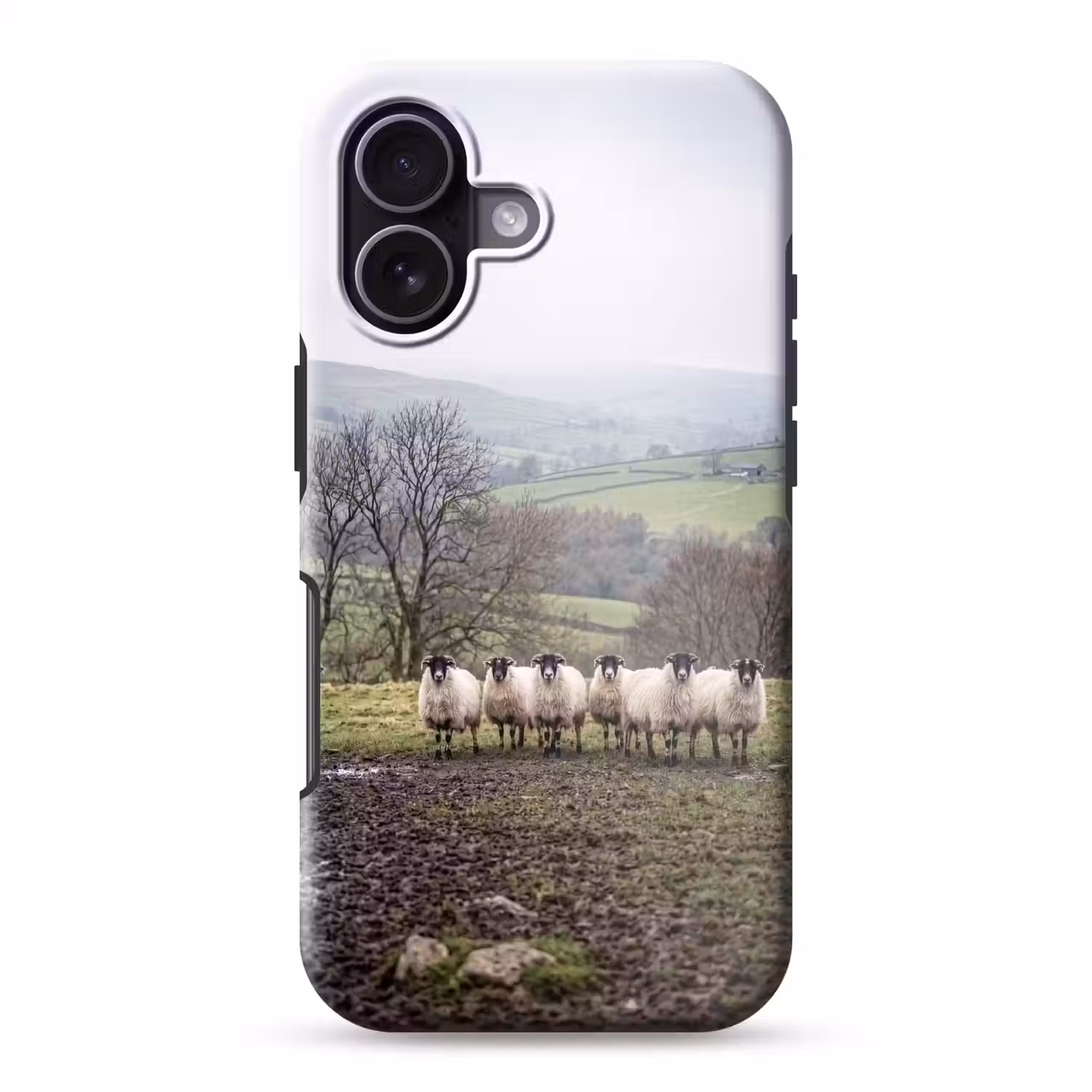 Schapen - Rij - Weide - Dieren - Platteland Toughcase MagSafe Apple iPhone 17 klein -3d