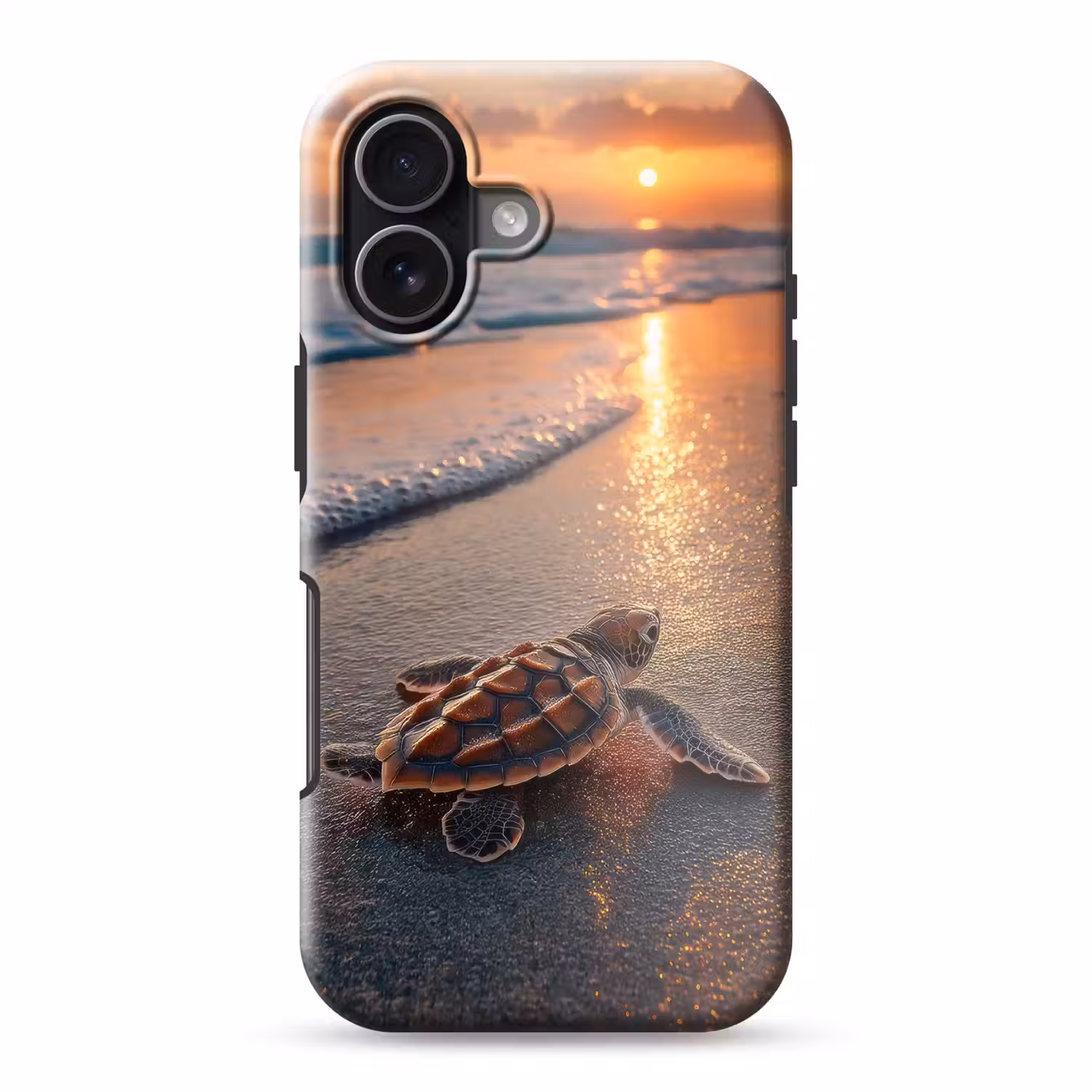 Schildpad - strand - Zonsondergang Toughcase MagSafe Apple iPhone 17 klein -3d