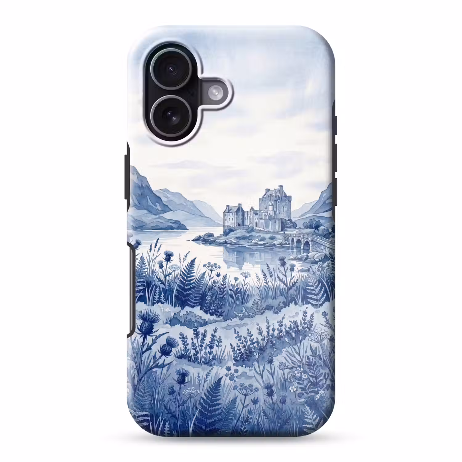 Schots - Kasteel - Blauw - Aquarel Toughcase MagSafe Apple iPhone 17 klein -3d