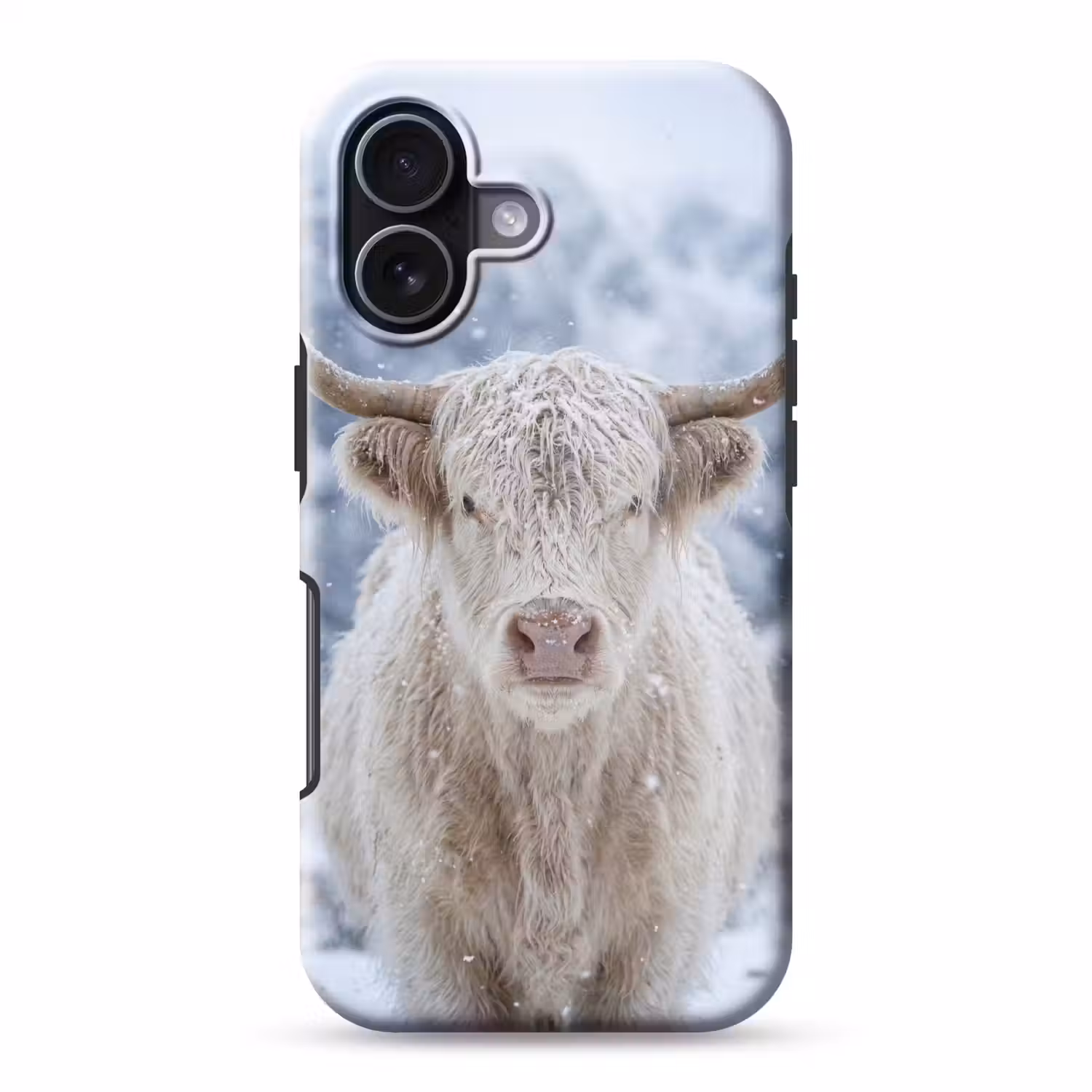 Schotse Hooglander - Sneeuw - Bergen - Winter Toughcase MagSafe Apple iPhone 17 klein -3d