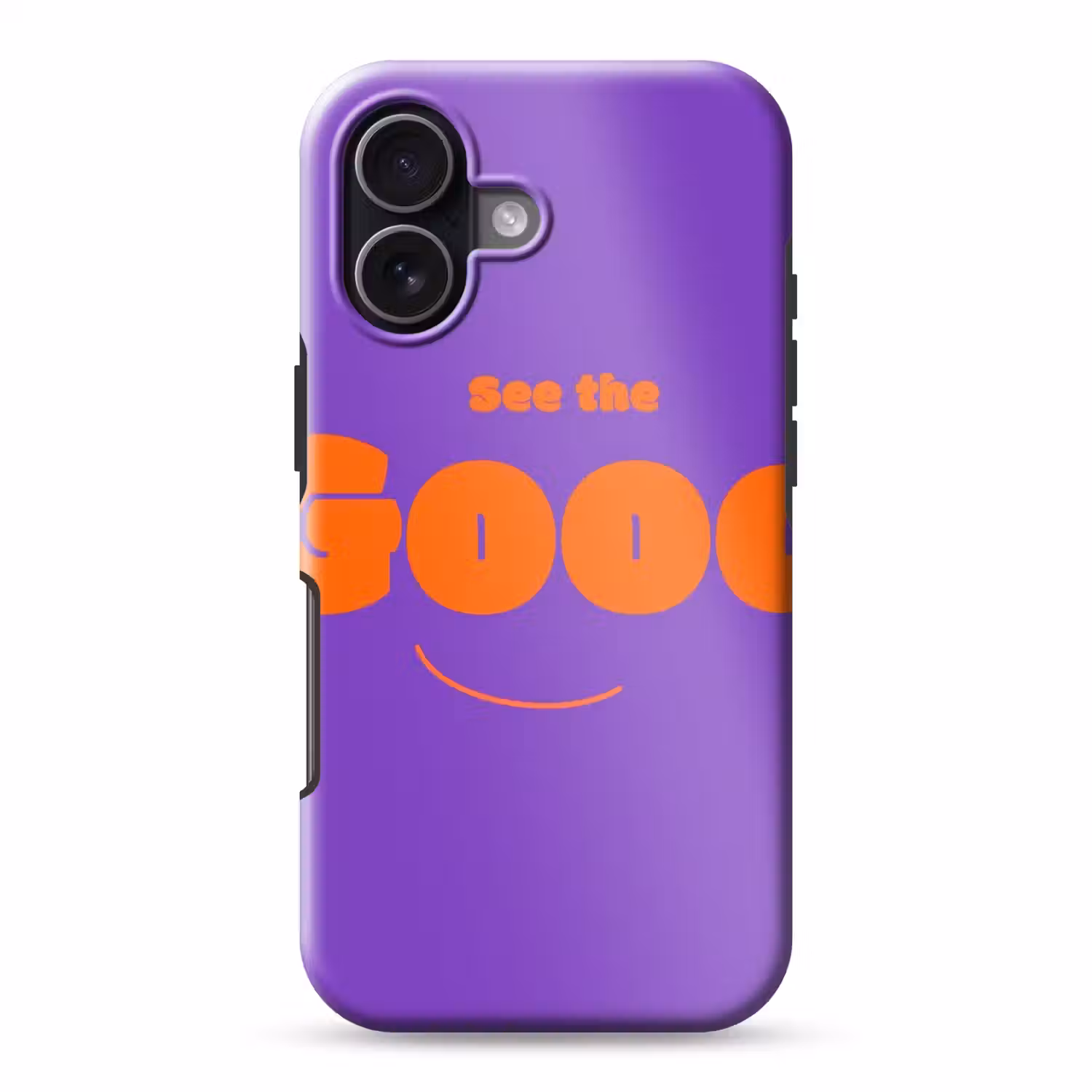 See the good - Oranje - Paars - Smiley Toughcase MagSafe Apple iPhone 17 klein -3d