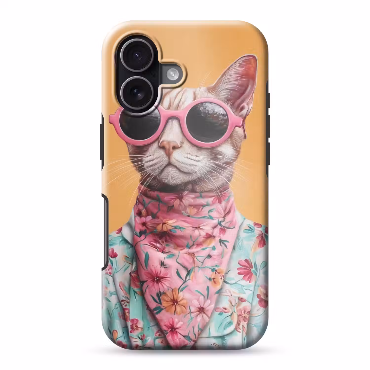 Zonnebril - Kat - Sjaal - Bloemen Toughcase MagSafe Apple iPhone 17 klein -3d