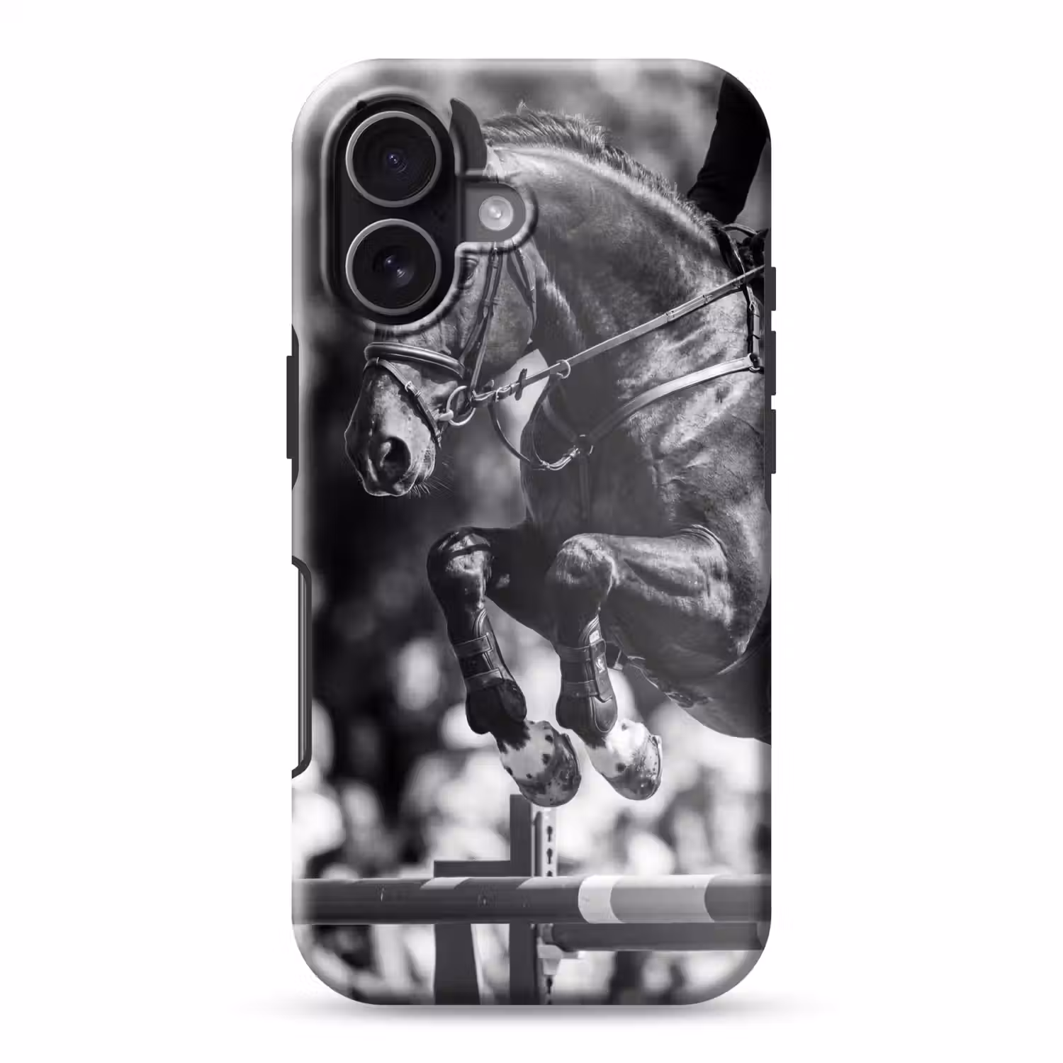 Springen - Paard - Zwart - Wit Toughcase MagSafe Apple iPhone 17 klein -3d