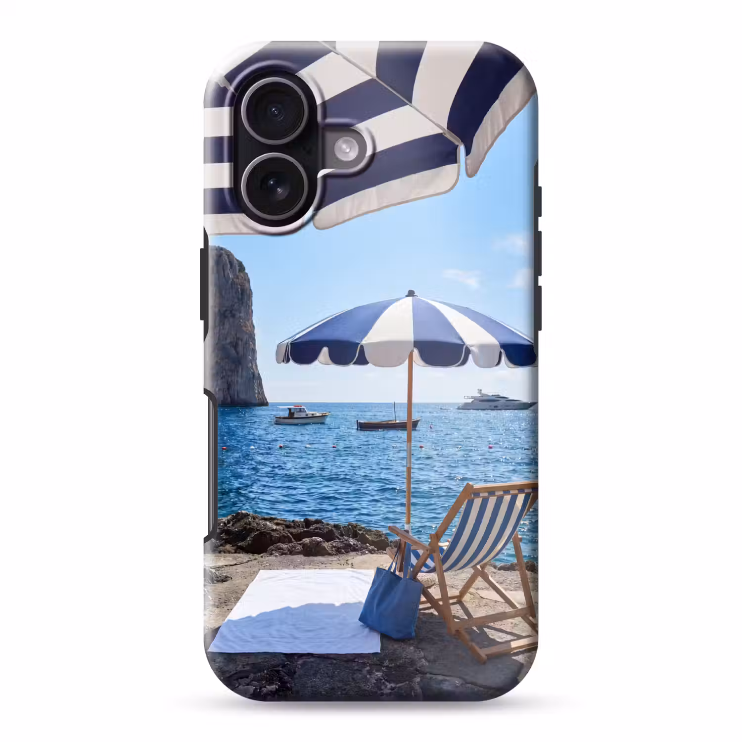 Strand - Ligstoel - Parasol - Zomer - Blauw Toughcase MagSafe Apple iPhone 17 klein -3d