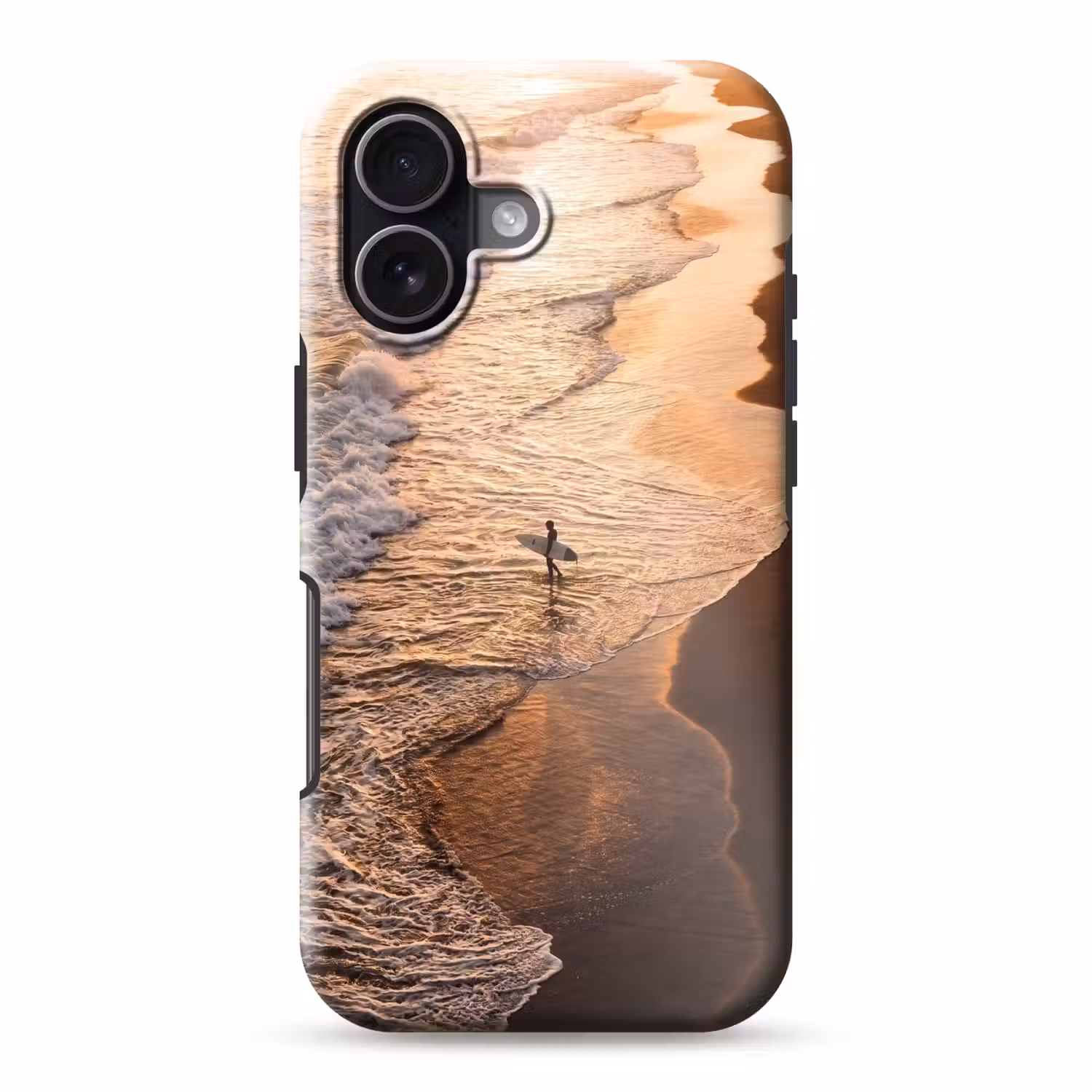 Surfer - Strand - Zonsondergang - Oceaan - Goud Toughcase MagSafe Apple iPhone 17 klein -3d