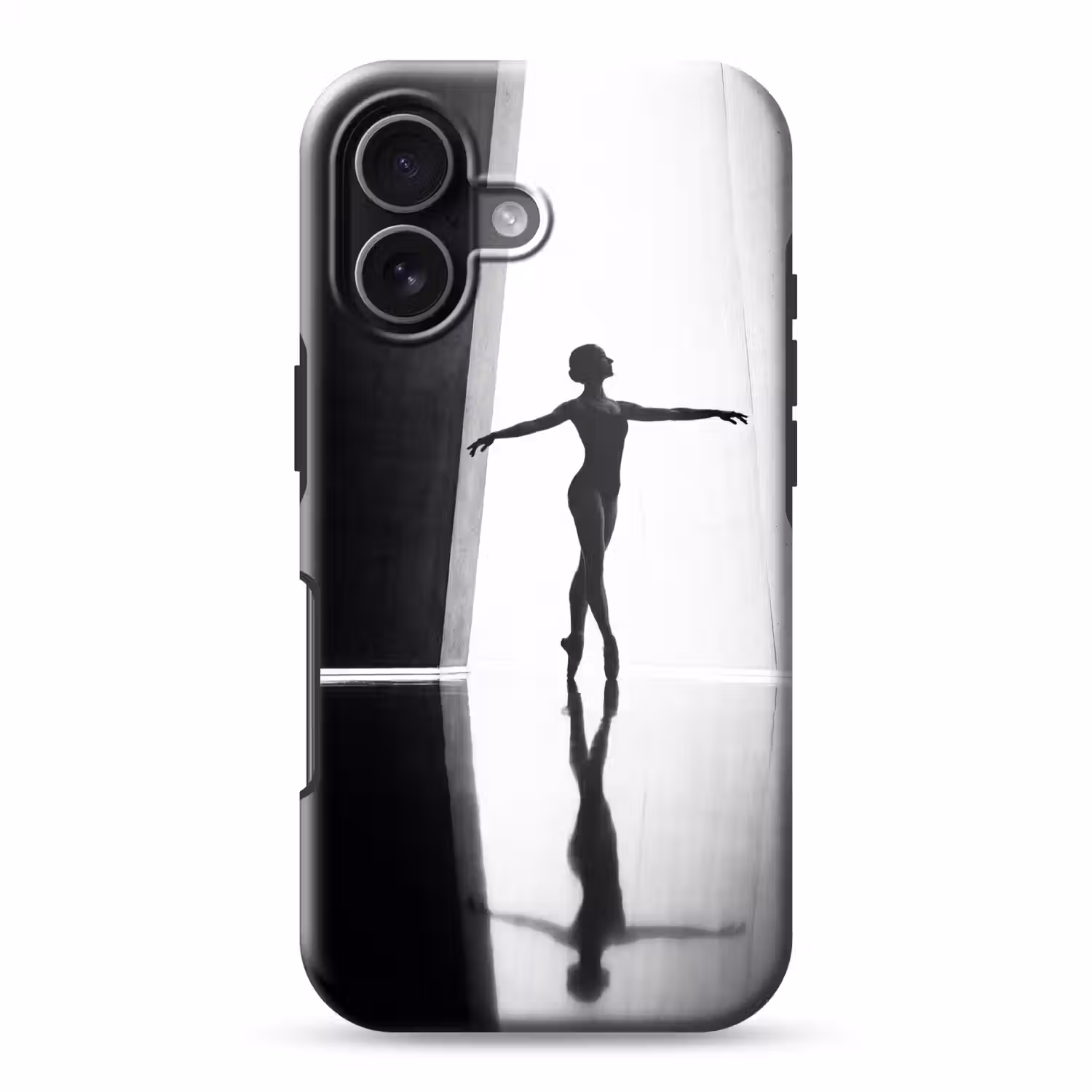 Danser - Silhouette - Kunst - Modern - Zwart-wit Toughcase MagSafe Apple iPhone 17 klein -3d