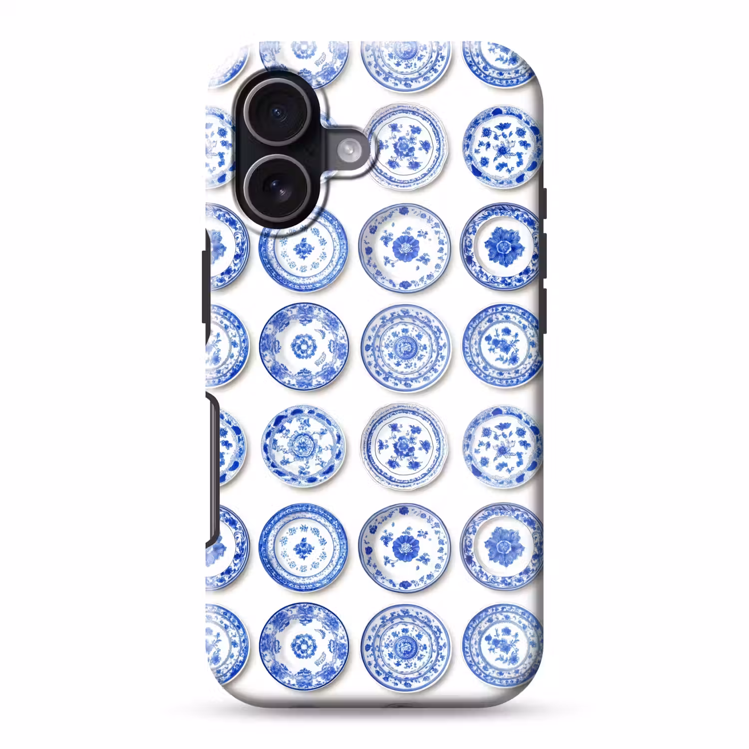 Borden - Bloemen - Patroon - Blauw Toughcase MagSafe Apple iPhone 17 klein 1017 -3d