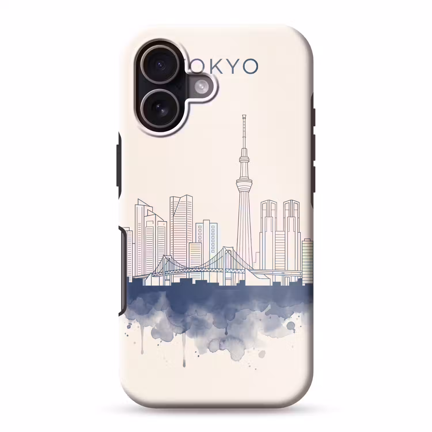 Tokyo - Skyline - Stad - Abstract - Blauw Toughcase MagSafe Apple iPhone 17 klein -3d