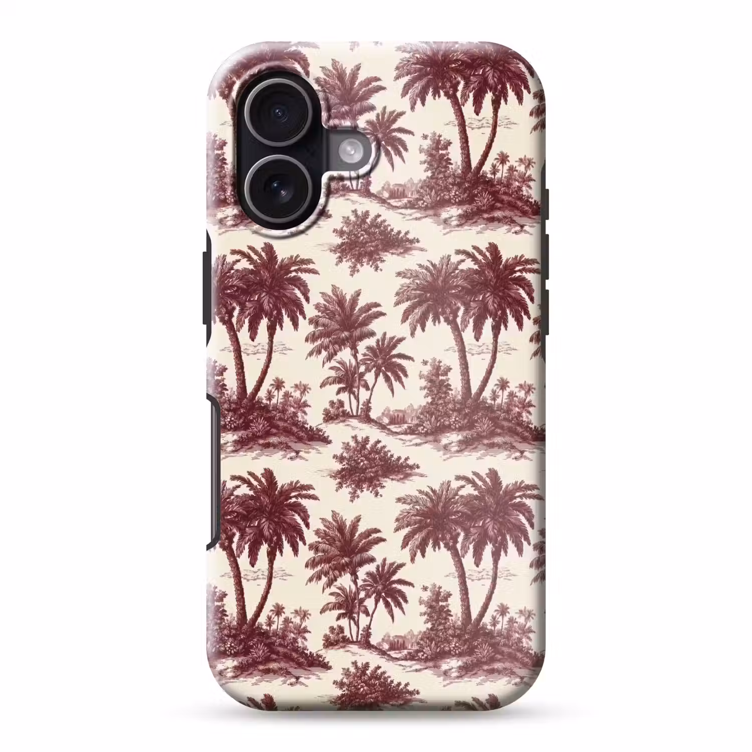 Tropisch - Geometrisch - Bordeauxrood Toughcase MagSafe Apple iPhone 17 klein 1017 -3d