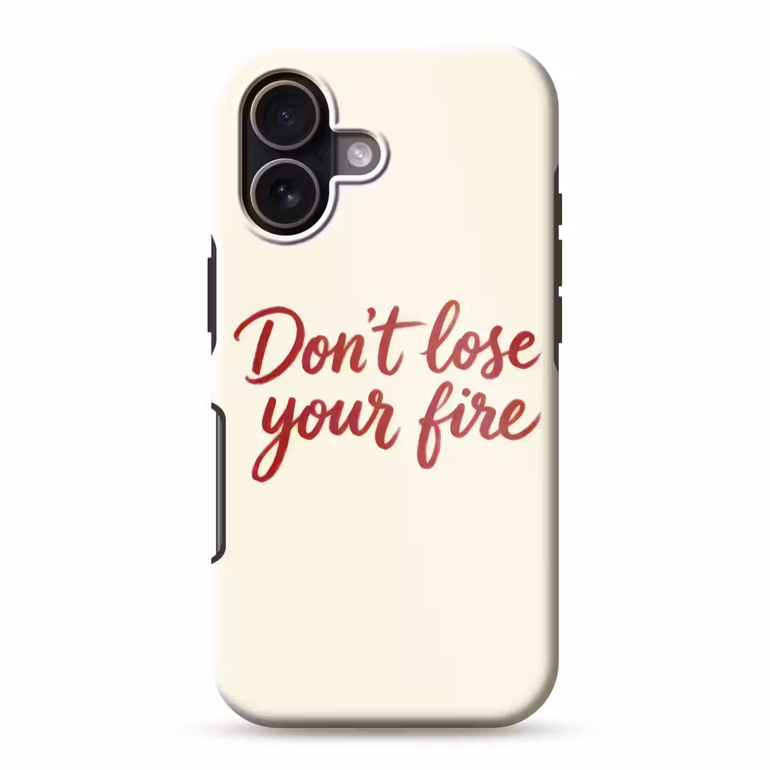 Don't lose your fire - Rood - Wit - Minimalistisch Toughcase MagSafe Apple iPhone 17 klein -3d