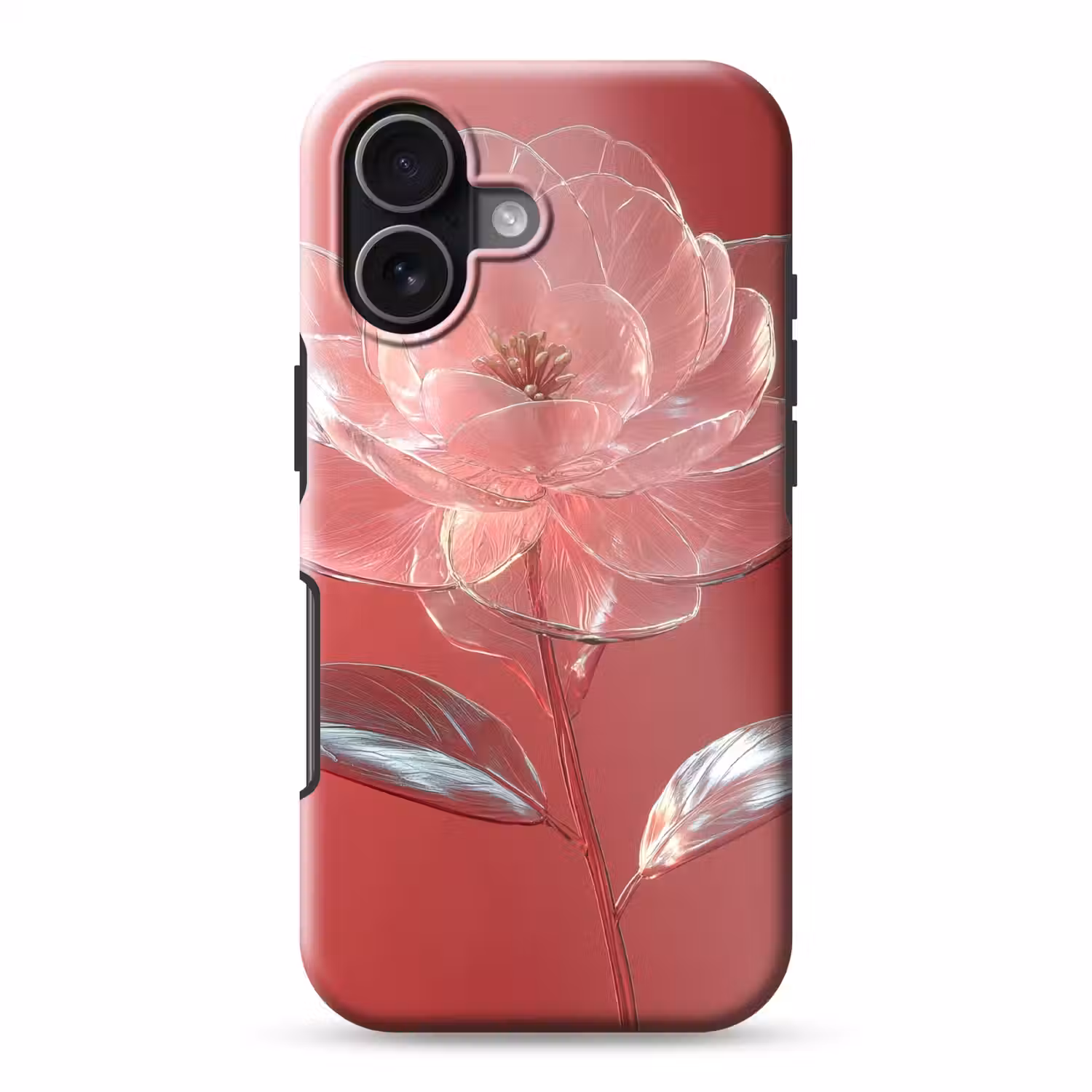 Sierlijk - Bloem - Roze - Glazen Toughcase MagSafe Apple iPhone 17 klein -3d