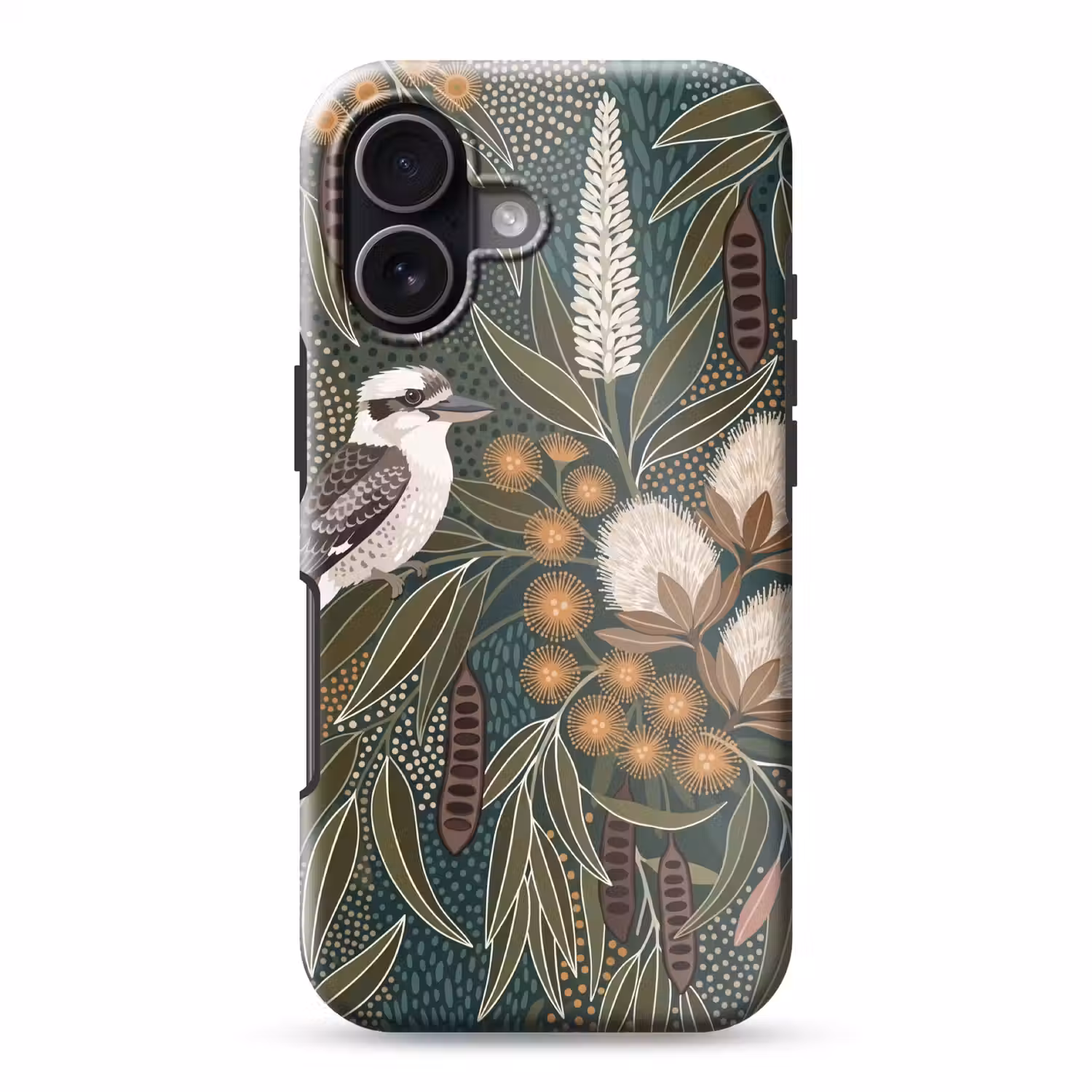 Vogel - Bladeren - Natuur - Illustratie - Groen Toughcase MagSafe Apple iPhone 17 klein -3d