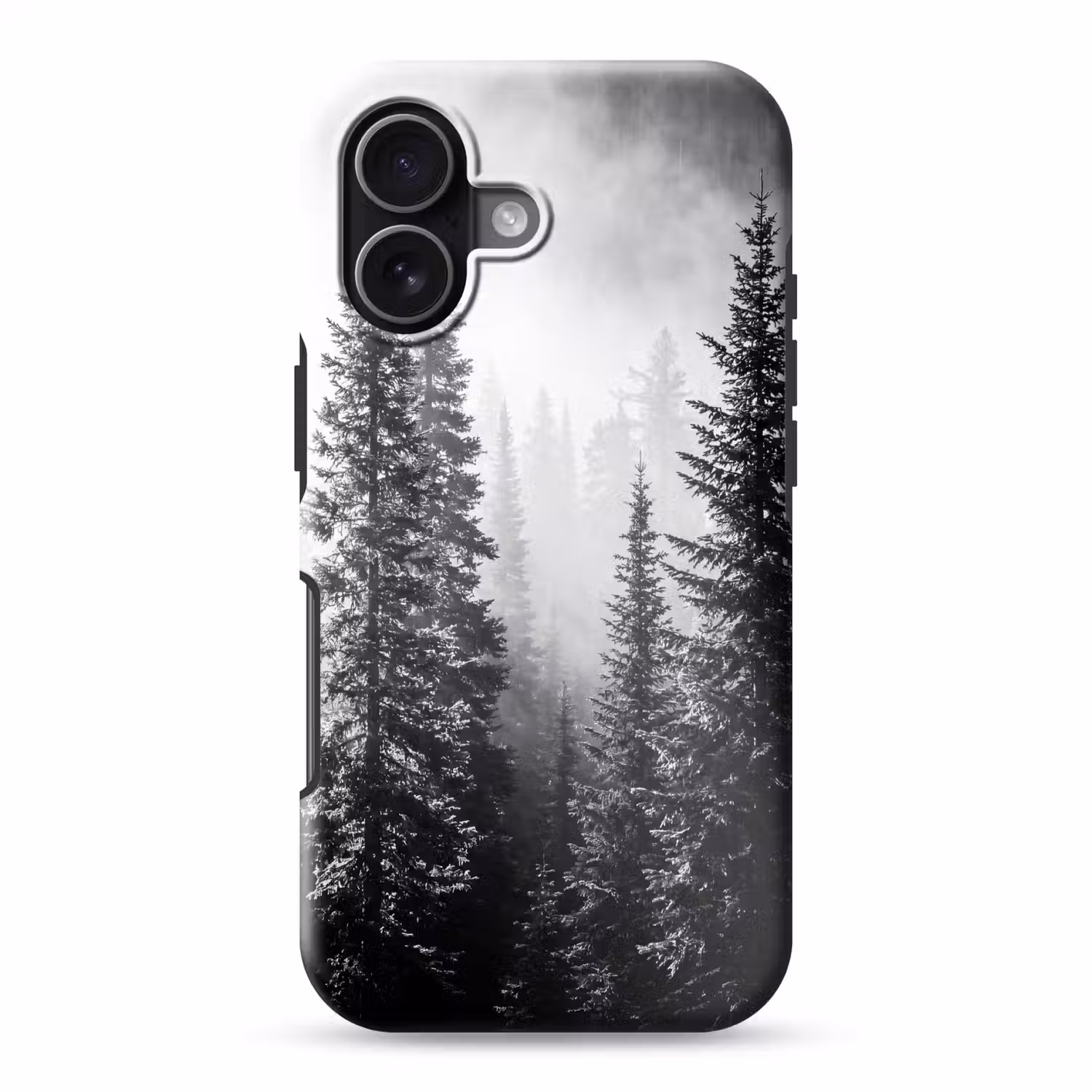 Bos - Mist - Winter - Monochroom - Natuur Toughcase MagSafe Apple iPhone 17 klein -3d