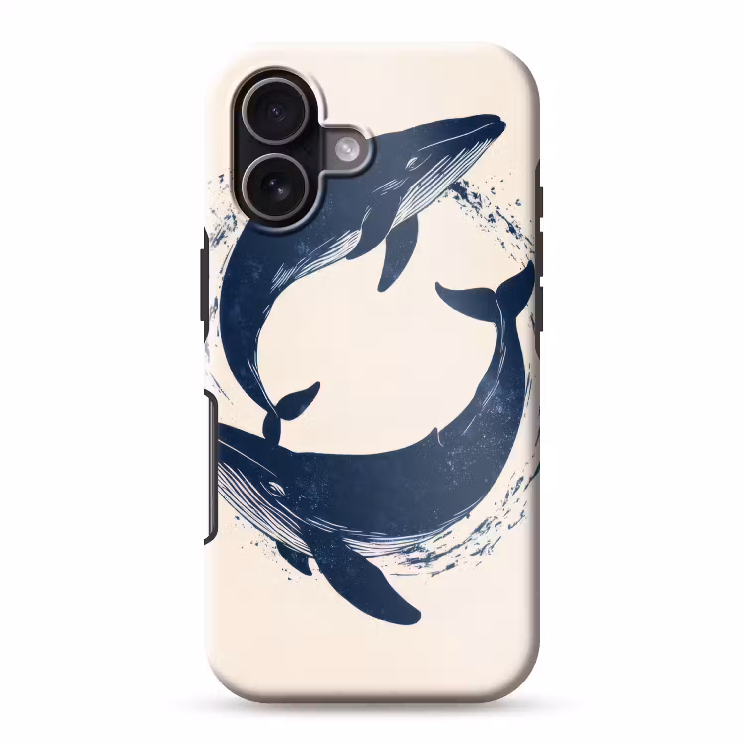 Walvissen - Spetters - Cirkel - Donkerblauw Toughcase MagSafe Apple iPhone 17 klein -3d