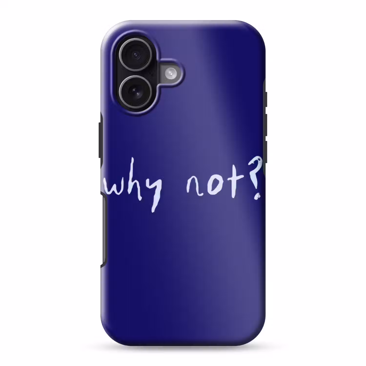Why not - Blauw - Handgeschreven Toughcase MagSafe Apple iPhone 17 klein -3d