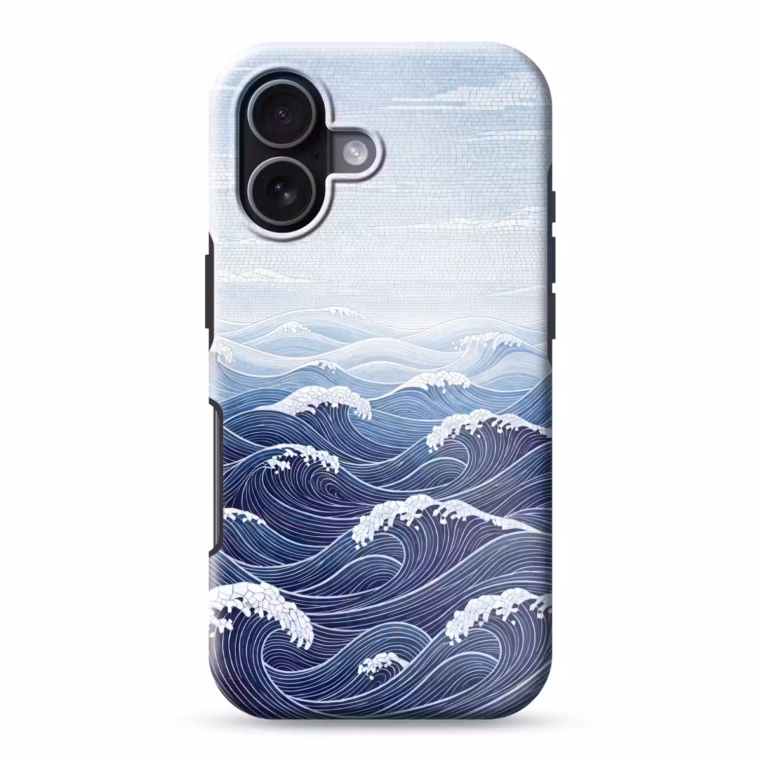 Water - Mozaïek - Landschap - Modern - Blauw Toughcase MagSafe Apple iPhone 17 klein -3d
