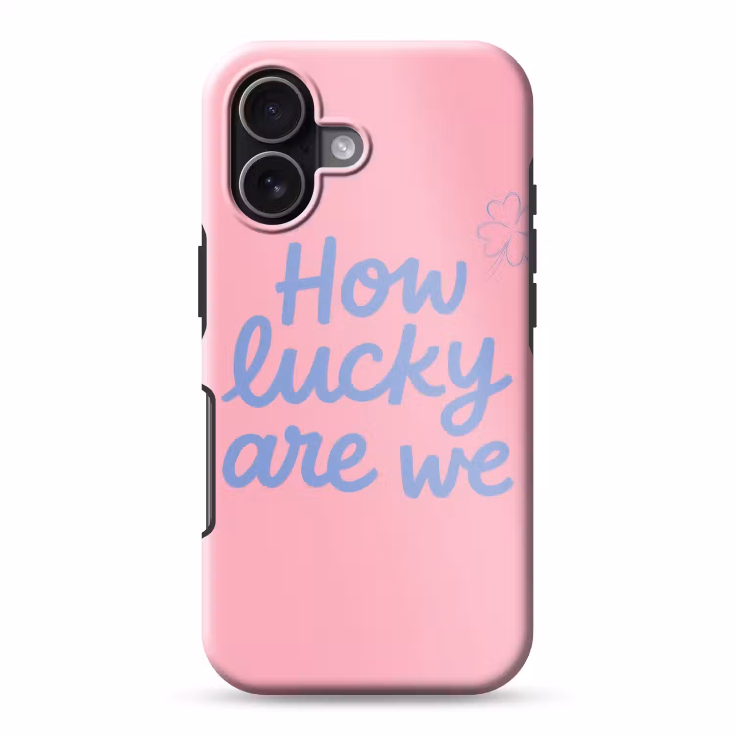 How lucky are we - Klavervier - Roze - Blauw Toughcase MagSafe Apple iPhone 17 klein -3d