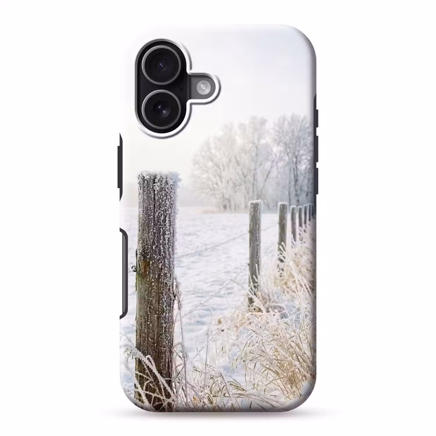 Hek - Sneeuw - Mist - Platteland - Nostalgisch Toughcase MagSafe Apple iPhone 17 klein -3d
