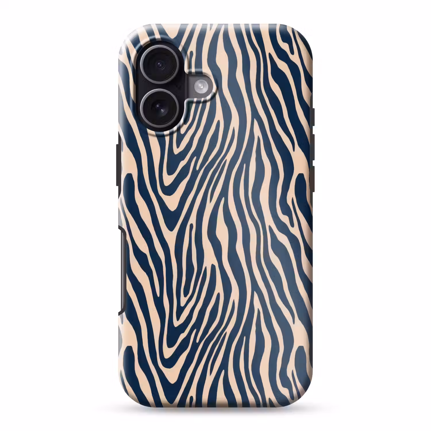 Zebra - Patroon - Blauw - Beige Toughcase MagSafe Apple iPhone 17 klein 1017 -3d