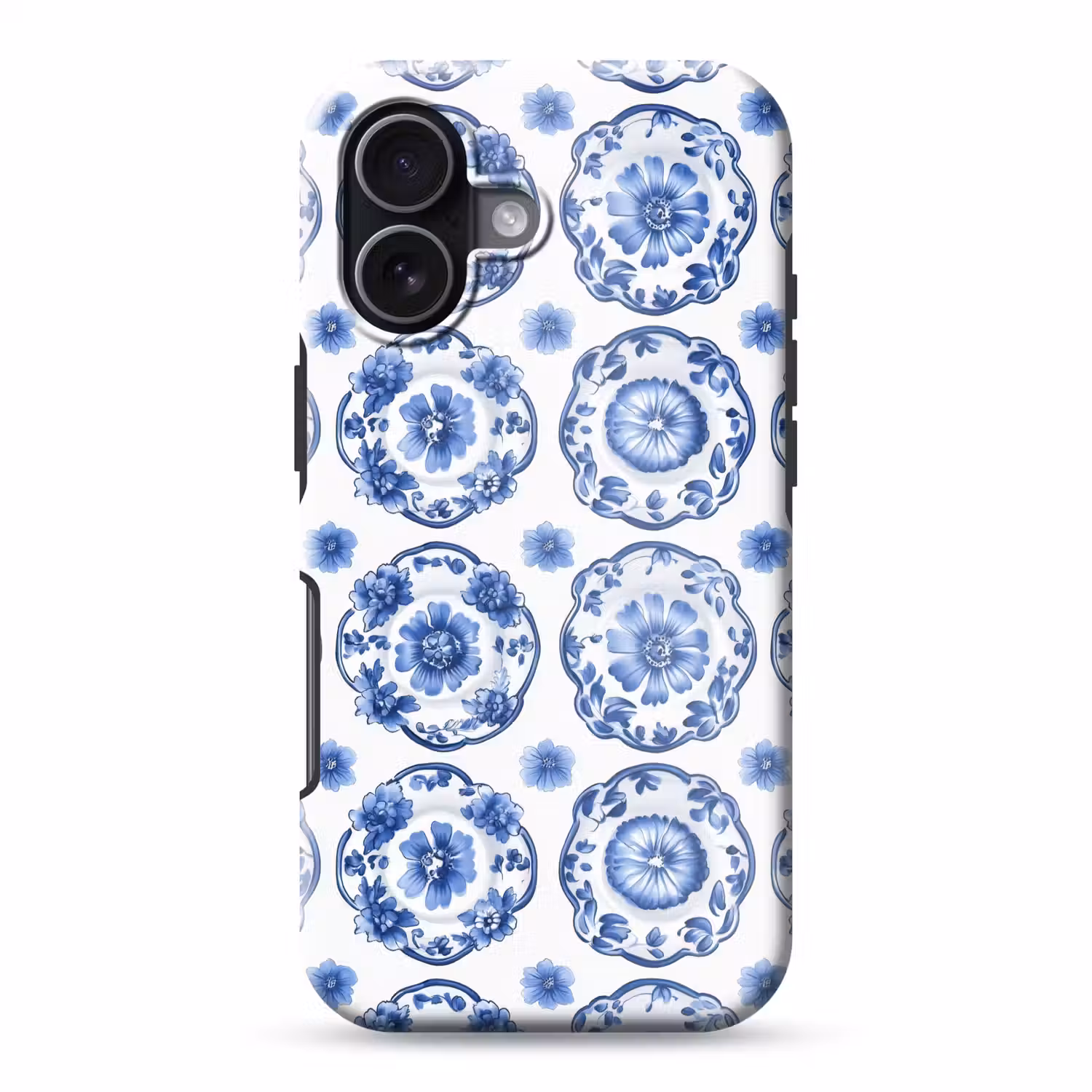 Sierborden - Bloemen - Blauw Toughcase MagSafe Apple iPhone 17 klein 1017 -3d