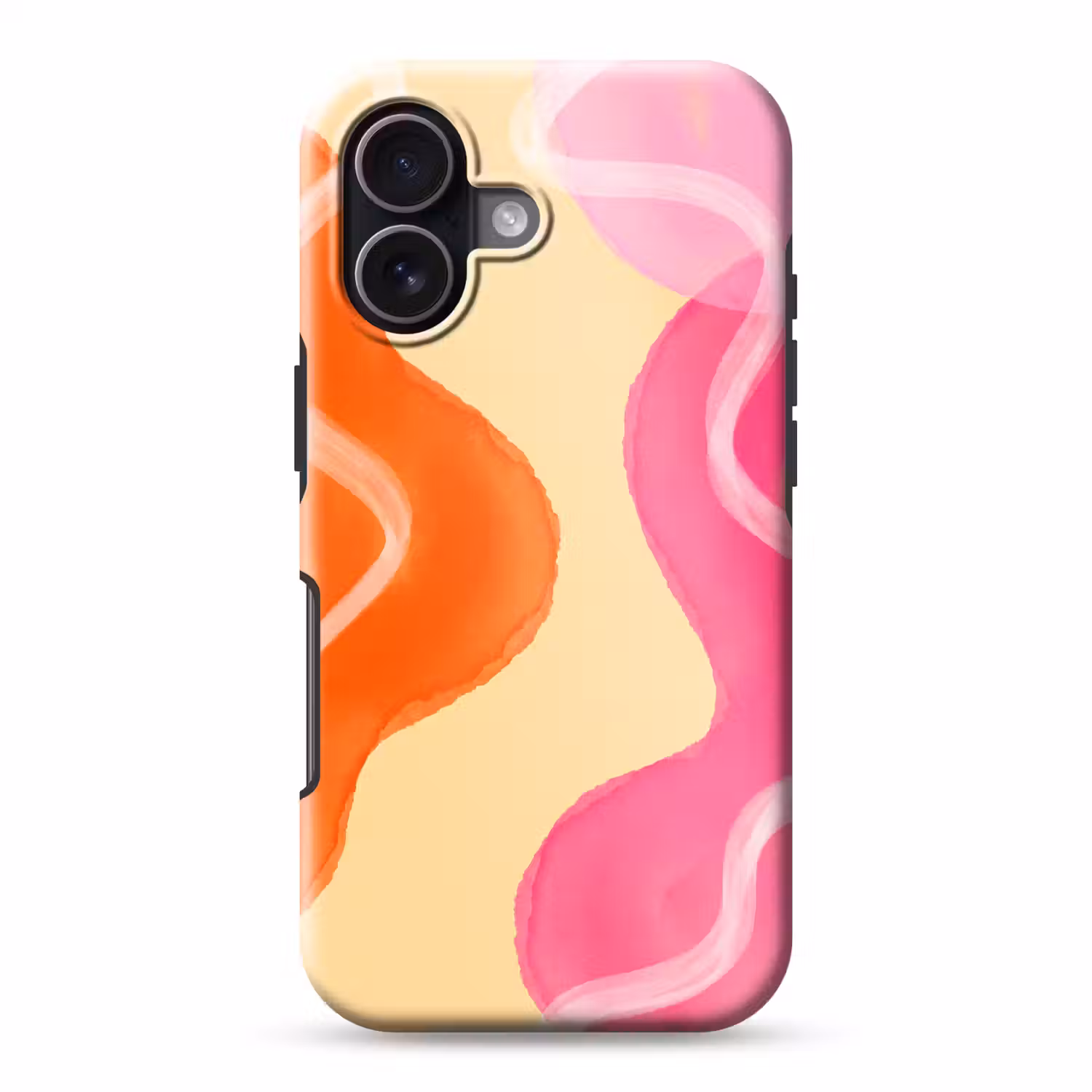 Abstract - Aquarel - Organisch - Oranje - Roze Toughcase MagSafe Apple iPhone 17 klein -3d