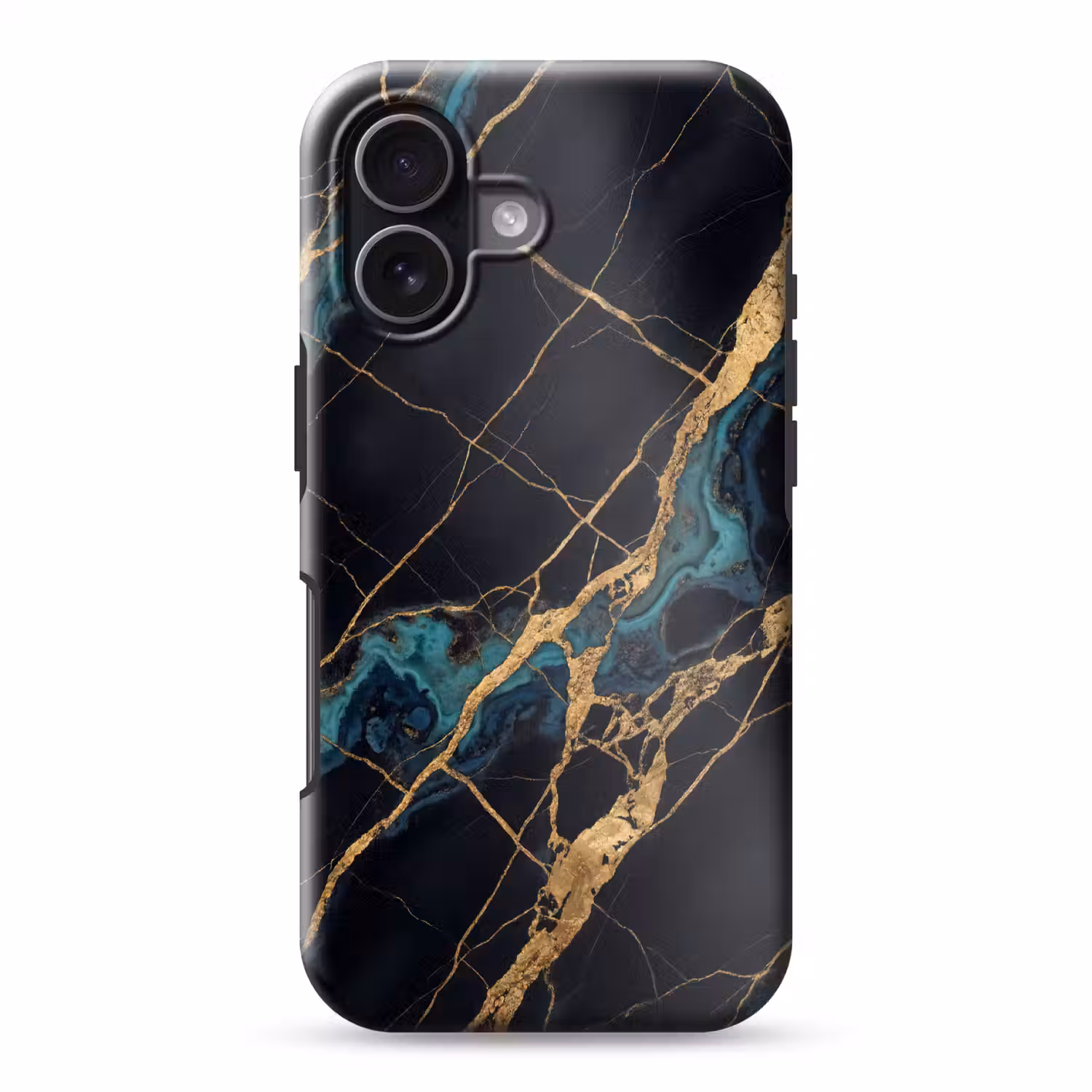 Abstract - Gouden lijnen - Kunst - Modern - Zwart Toughcase MagSafe Apple iPhone 17 klein -3d