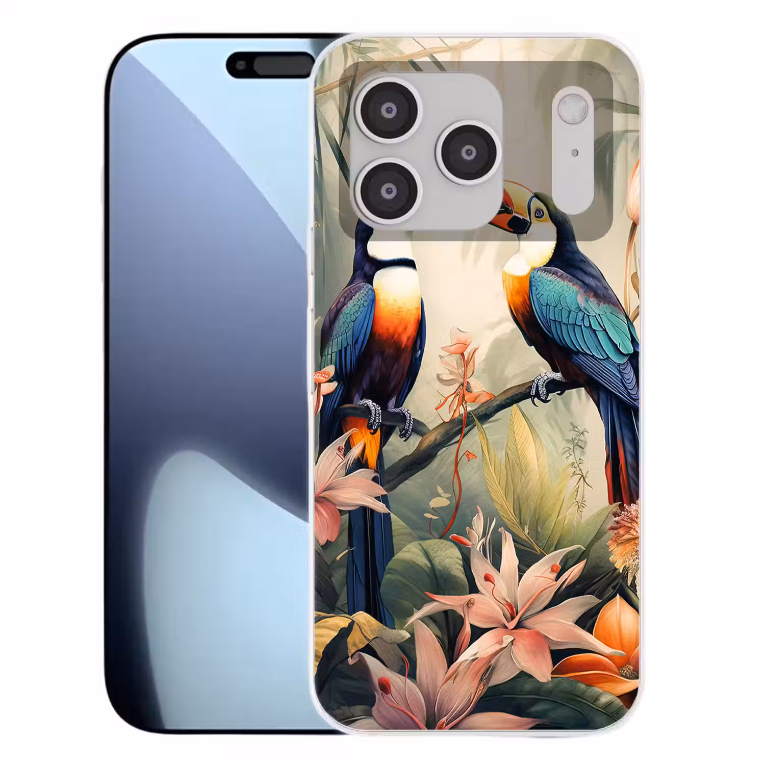 Toekan - Vogels - Bloemen - Natuur - Jungle Telefoonhoesje iPhone 17 Pro klein -3d
