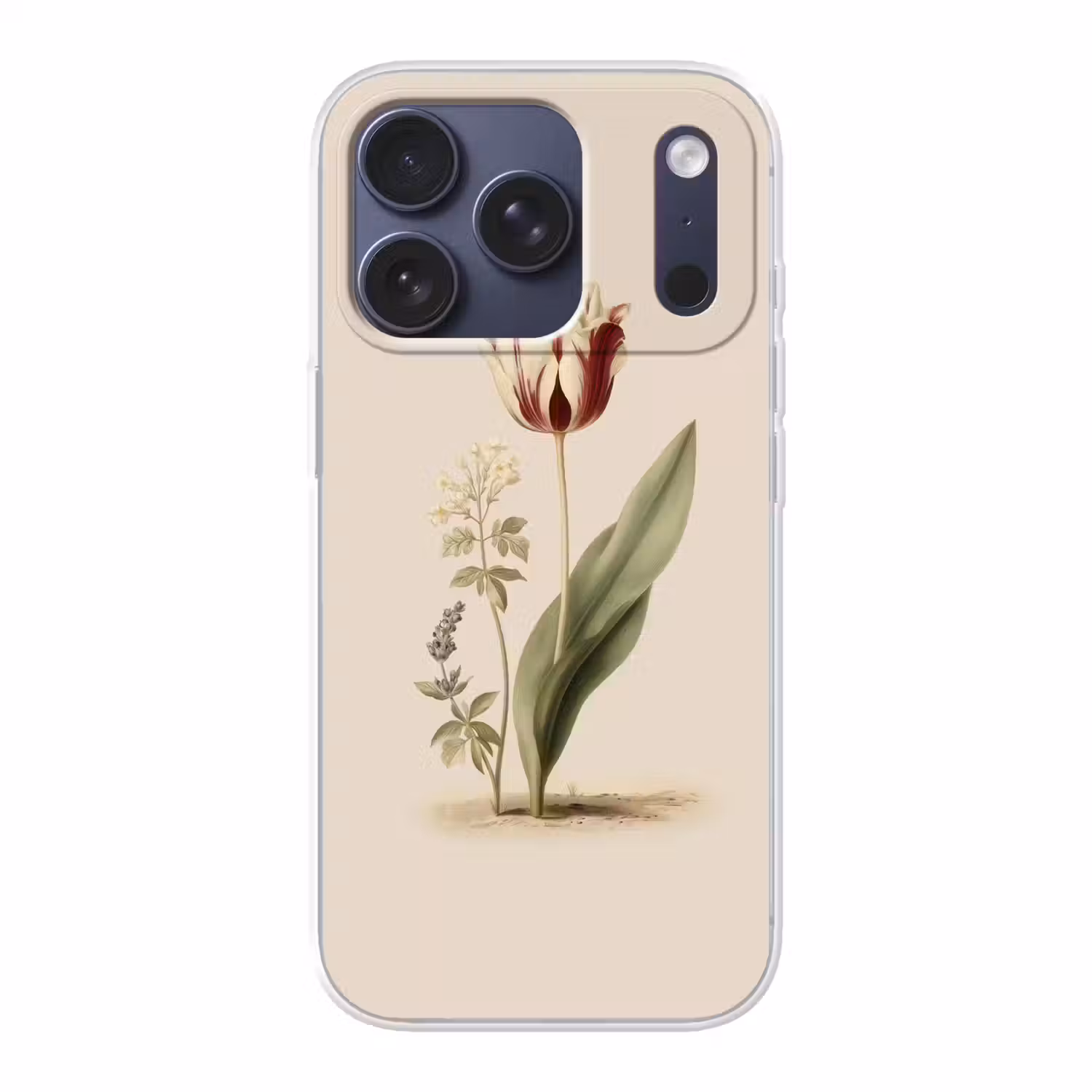 Tulp - Minimalistisch - Beige Telefoonhoesje iPhone 17 Pro klein -3d