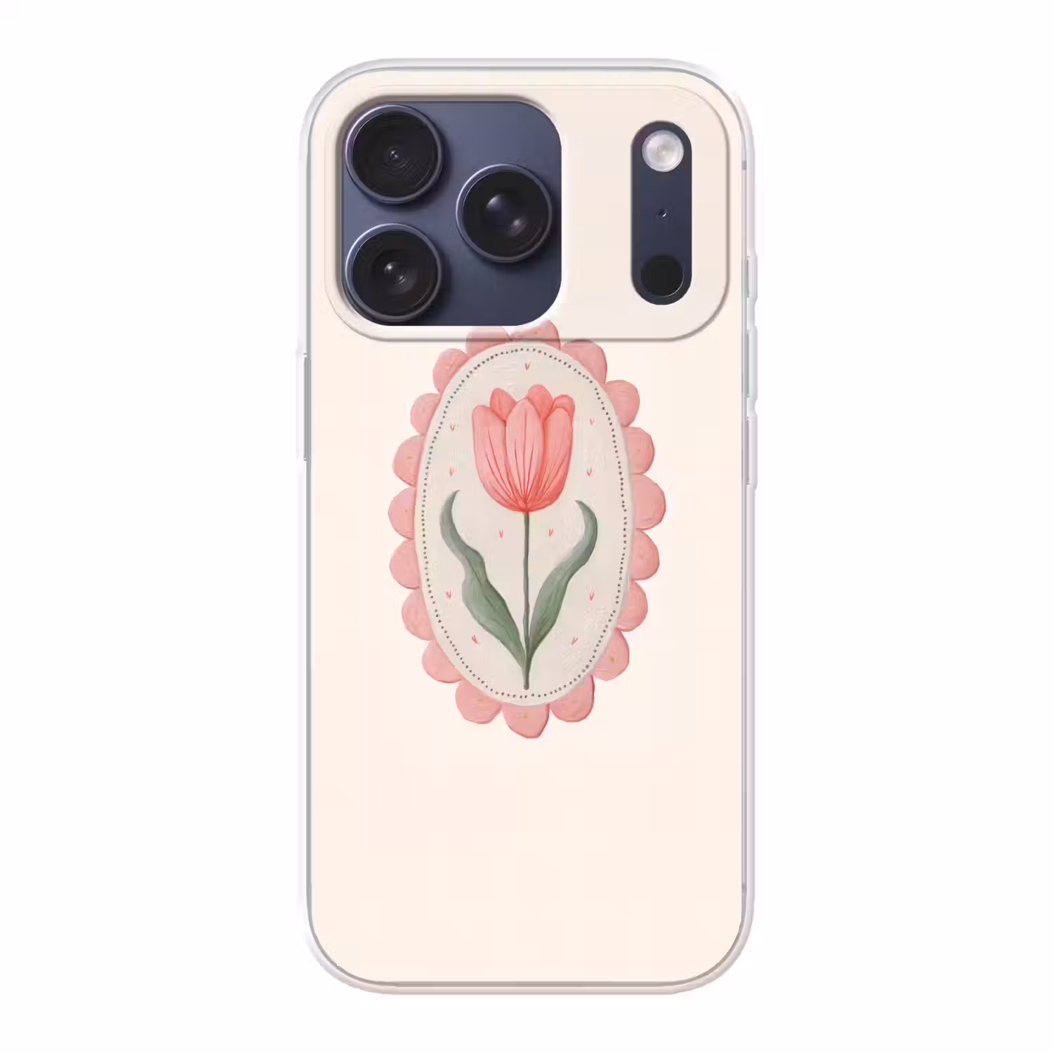 Tulp - Lijst - Ovaal - Illustratie Telefoonhoesje iPhone 17 Pro klein -3d