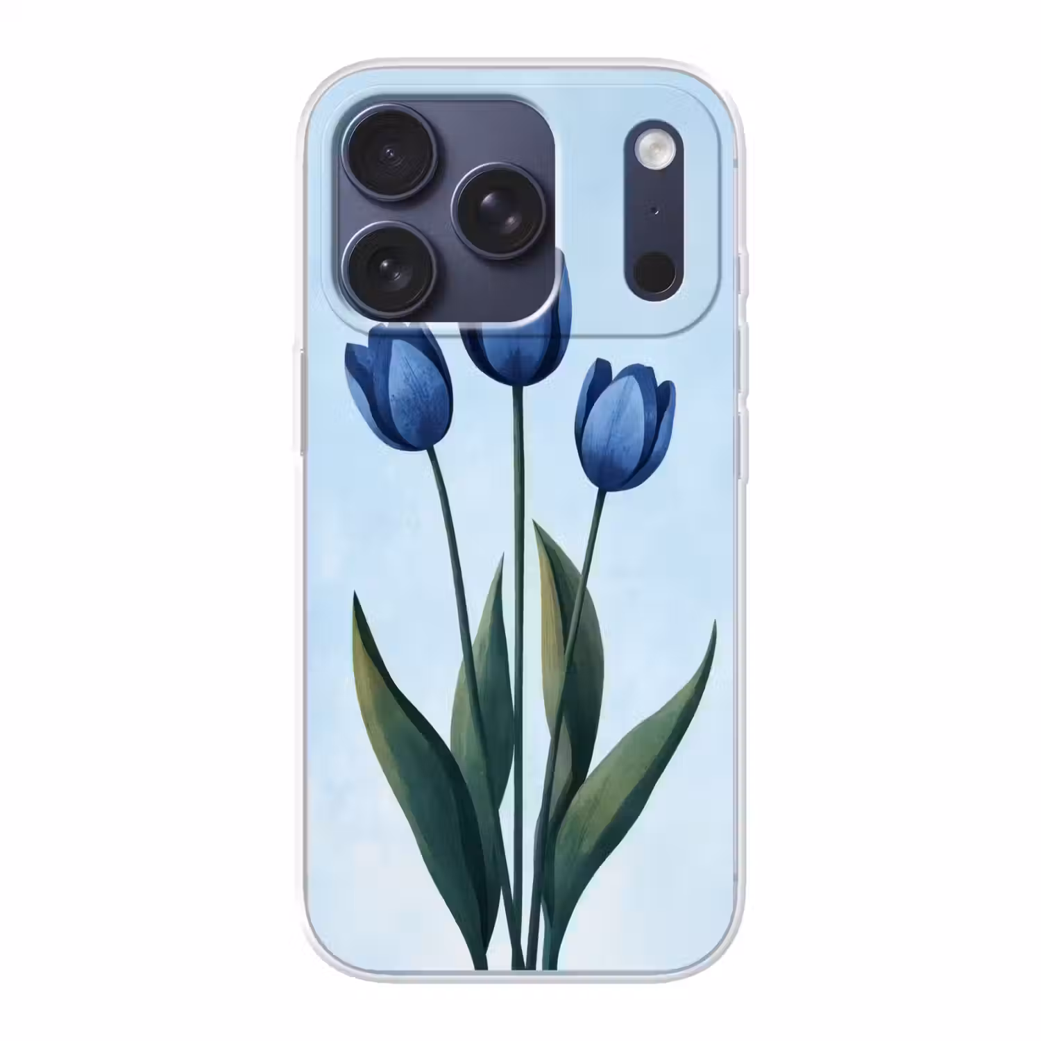 Tulpen - Blauw - Bladeren Telefoonhoesje iPhone 17 Pro klein -3d