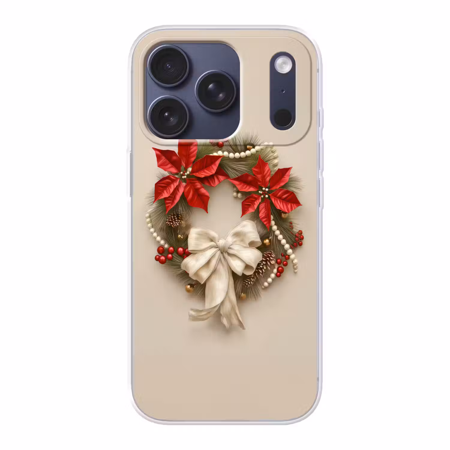 Deurkrans - Strik - Kerst - Rood - Groen Telefoonhoesje iPhone 17 Pro klein -3d