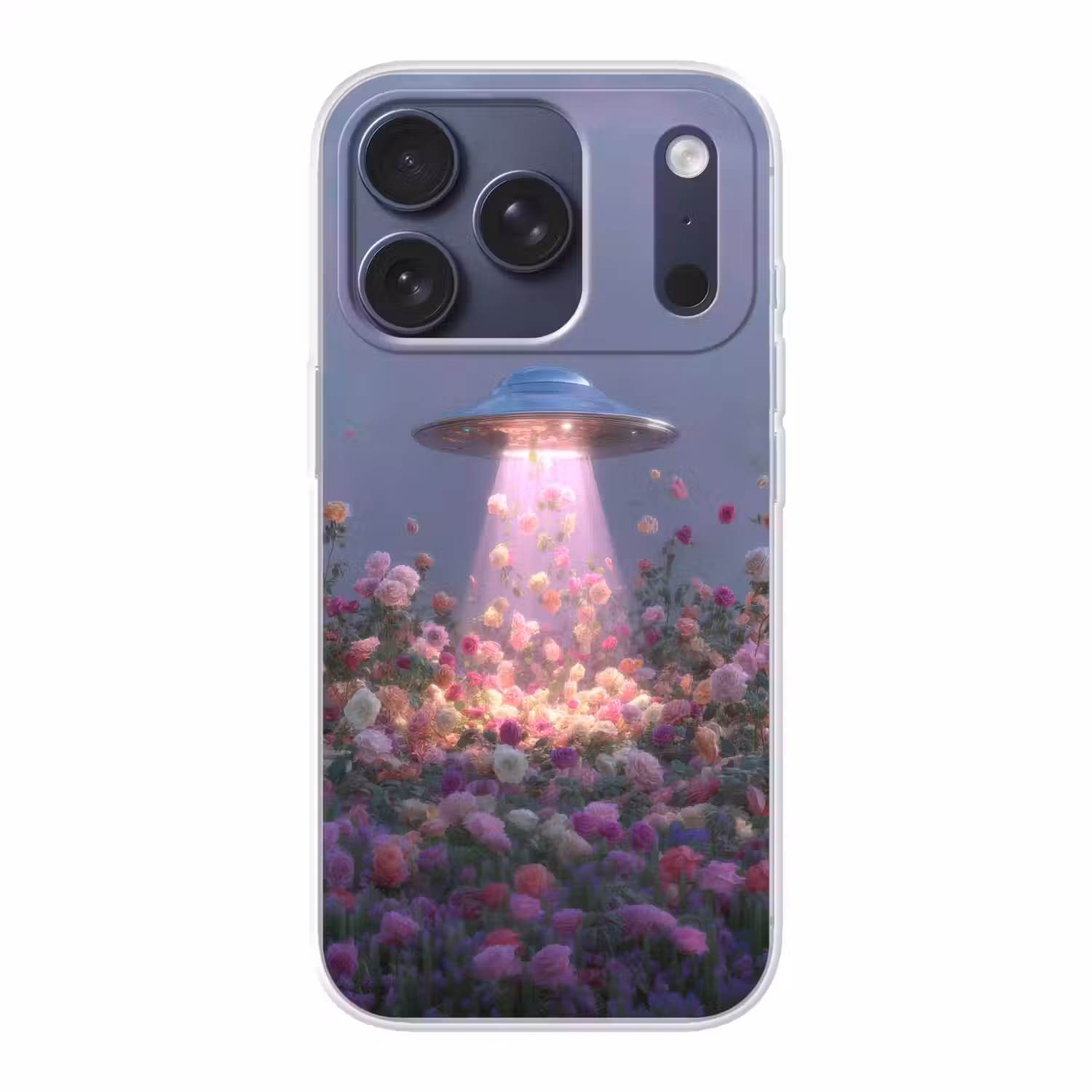 Ufo - Rozen - Pastelkleuren Telefoonhoesje iPhone 17 Pro klein -3d