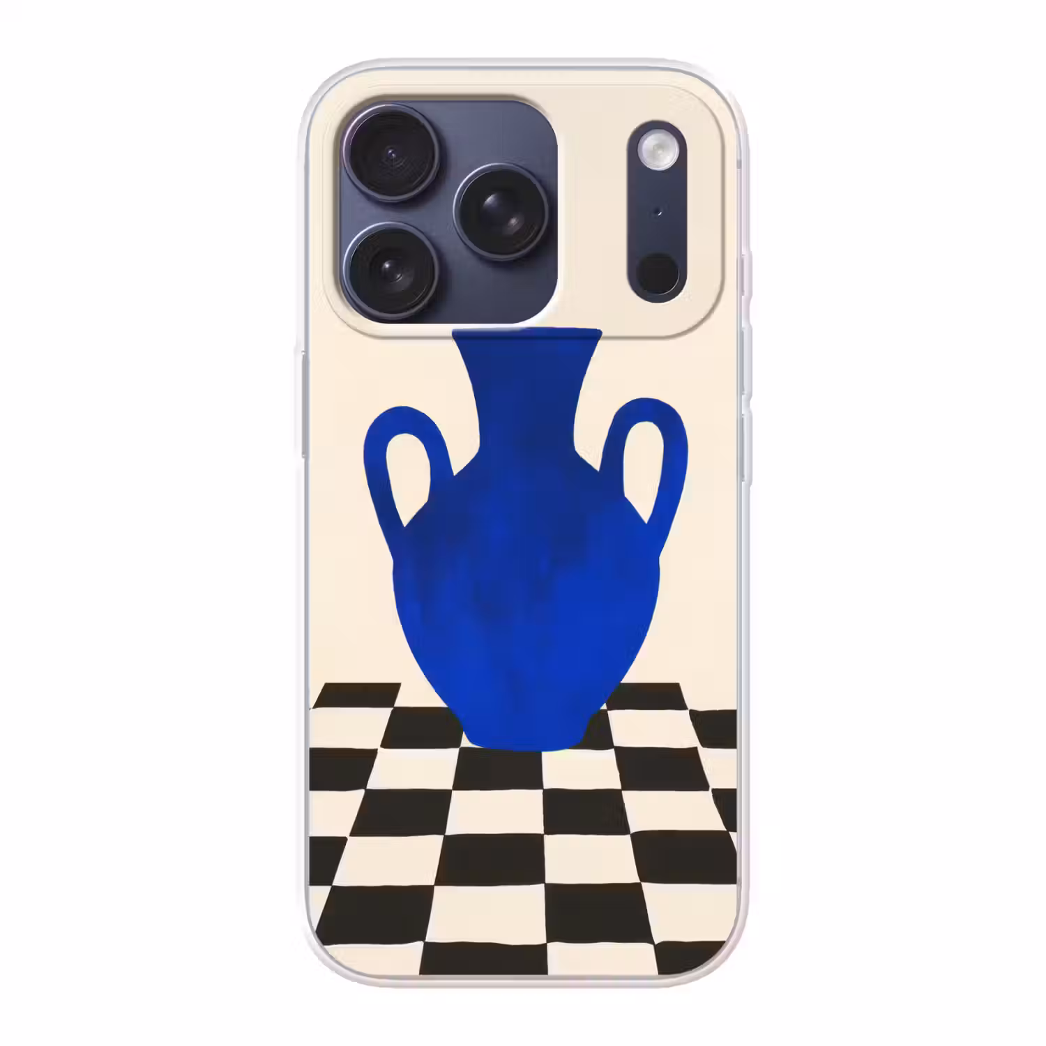Vaas - Blauw - Geblokt - Modern Telefoonhoesje iPhone 17 Pro klein -3d