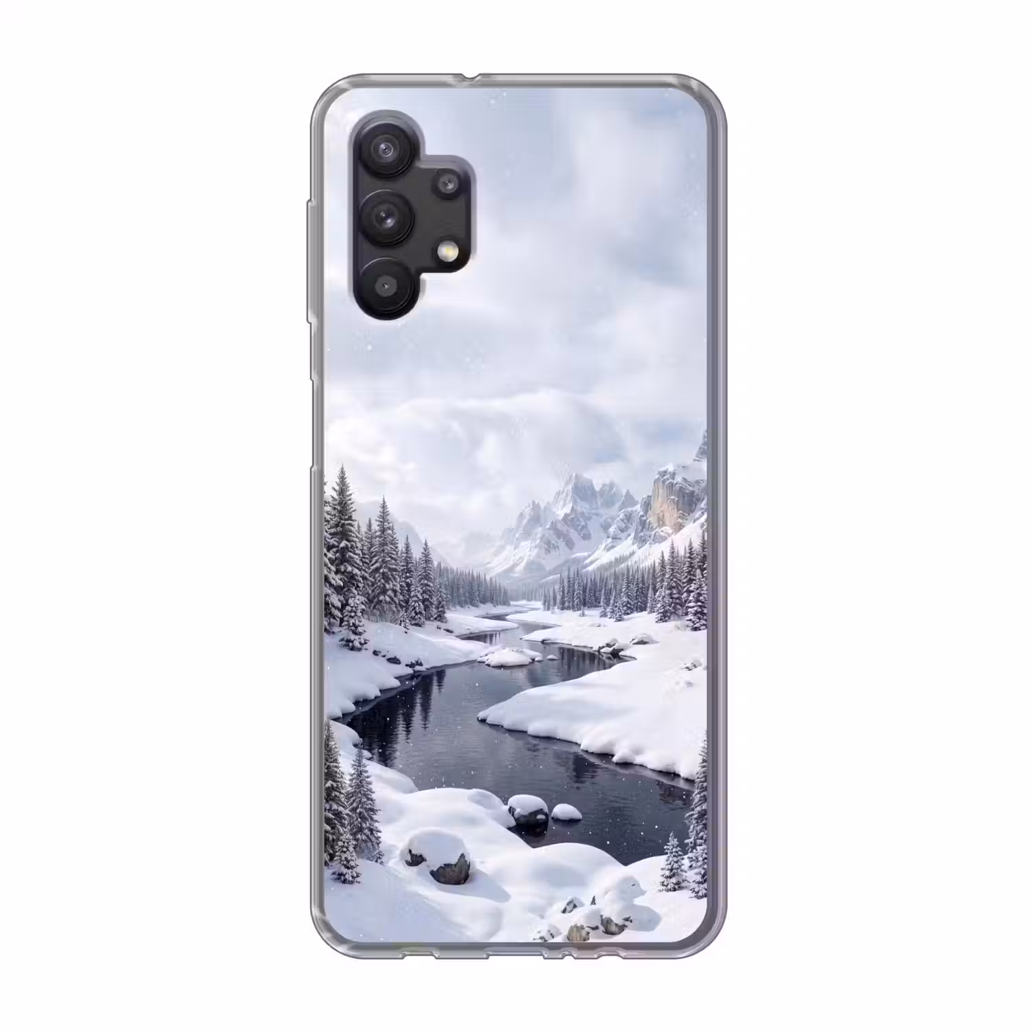 Sneeuwlandschap - Bergen - Rivier - Winter Telefoonhoesje Samsung Galaxy A32 5G klein -3d