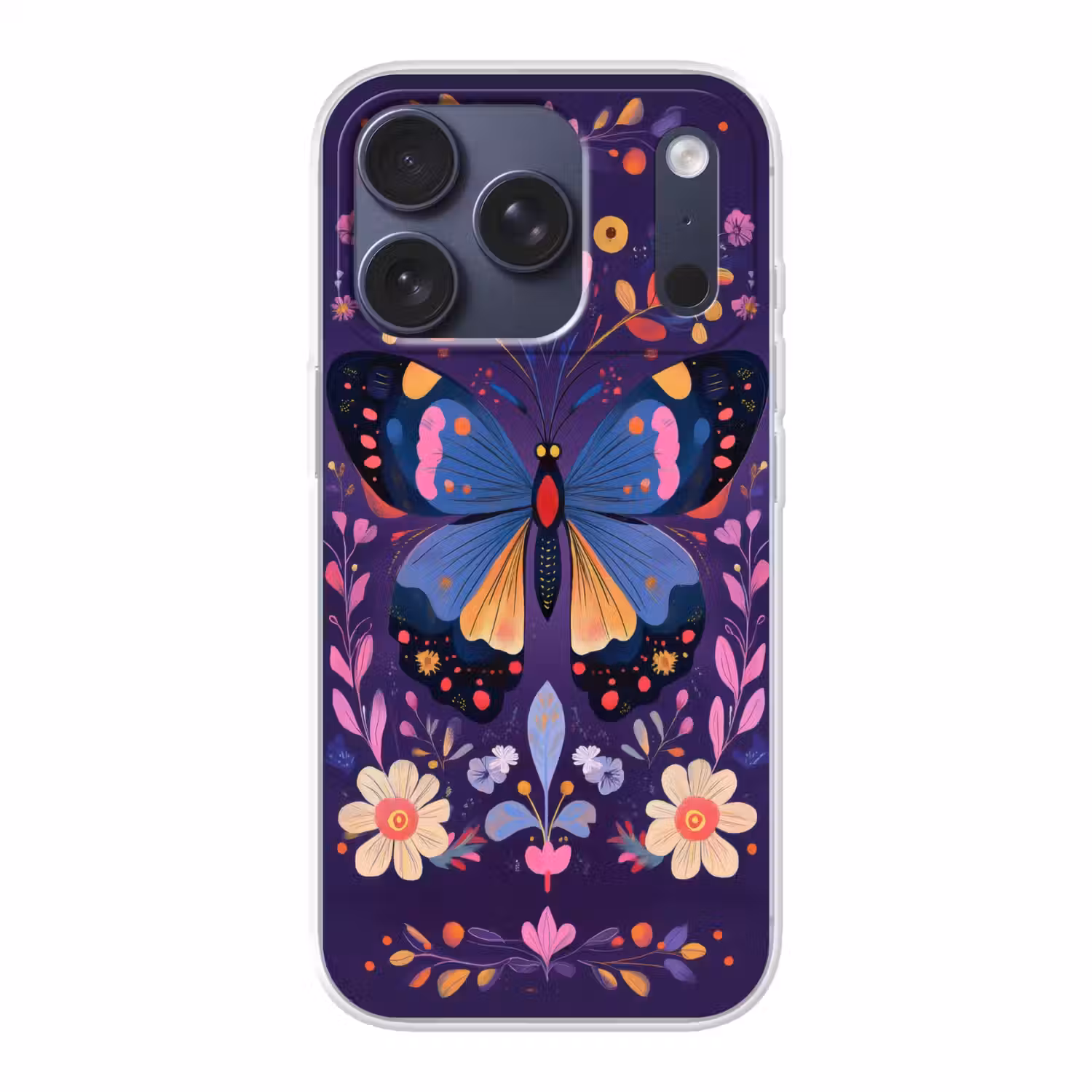 Sierlijk - Bloemen - Vlinder - Paars Telefoonhoesje iPhone 17 Pro klein -3d