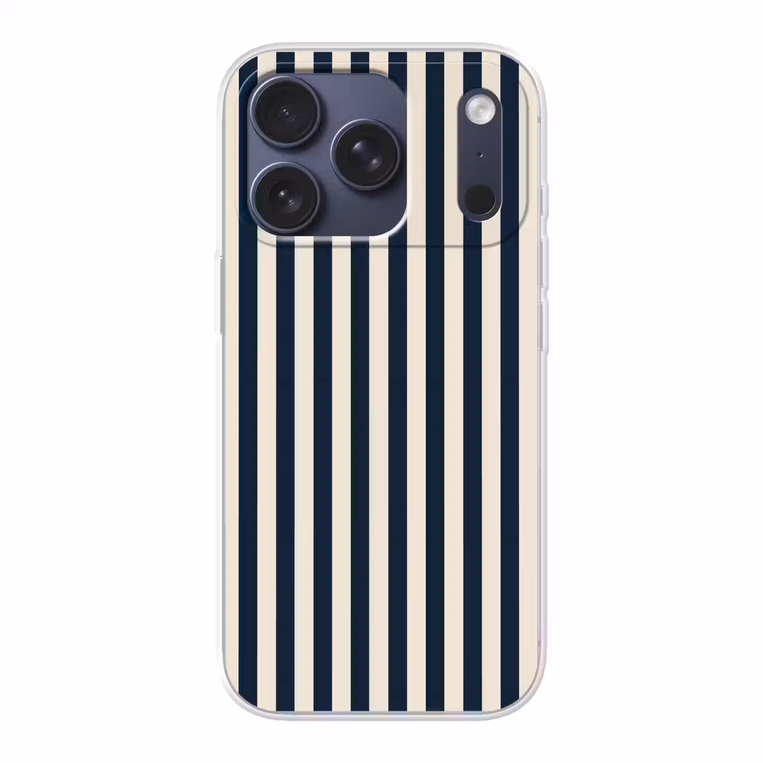 Verticale strepen - Blauw - Crème Telefoonhoesje iPhone 17 Pro klein 878 -3d