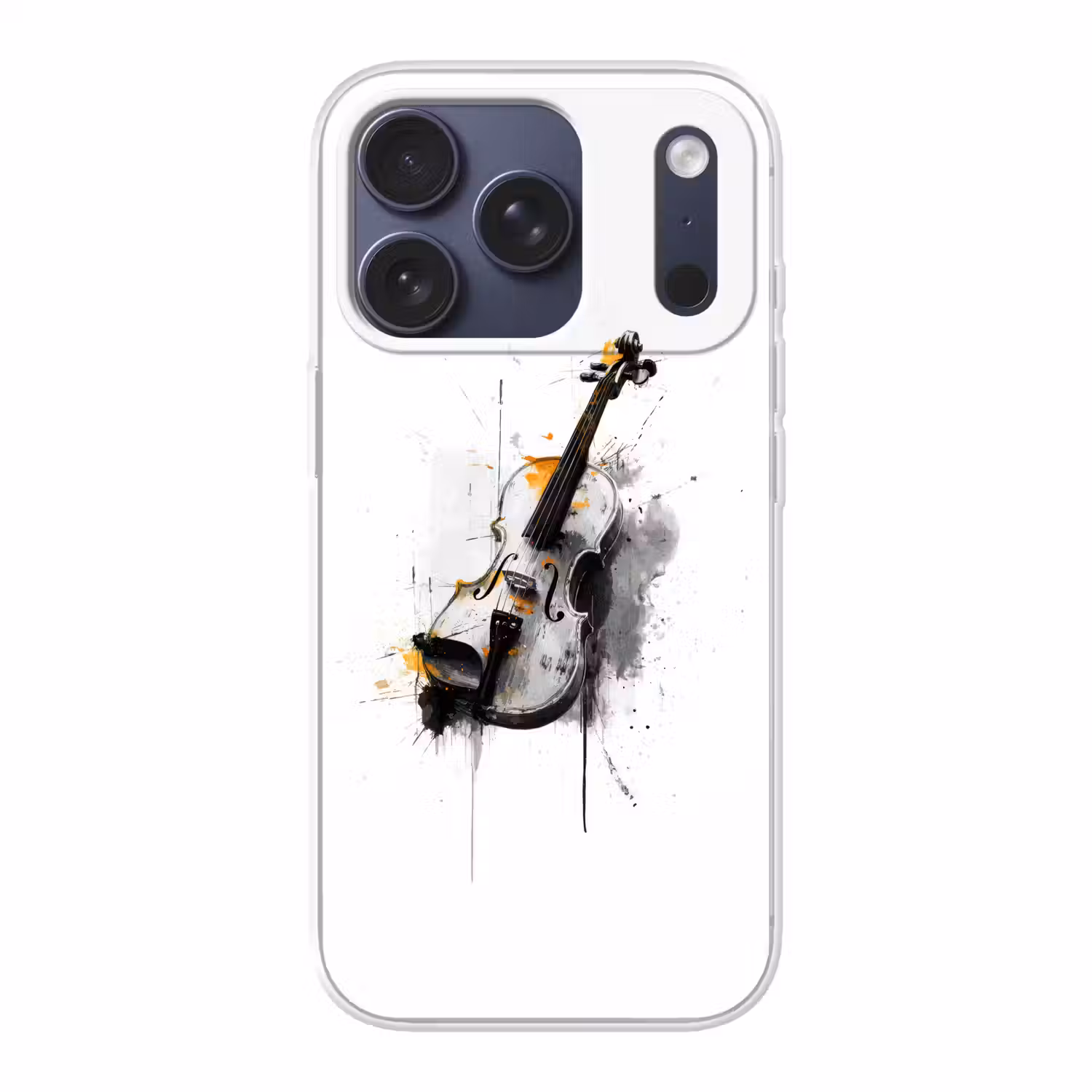 Viool - Oranje - Zwart - Penseelstreken Telefoonhoesje iPhone 17 Pro klein -3d