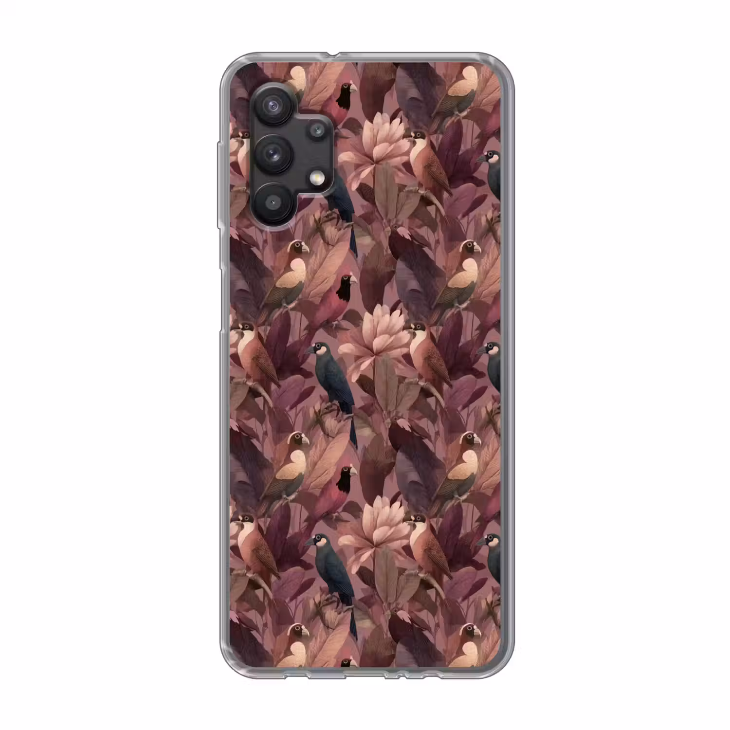 Vogels - Bladeren - Roze Telefoonhoesje Samsung Galaxy A32 5G klein 346 -3d