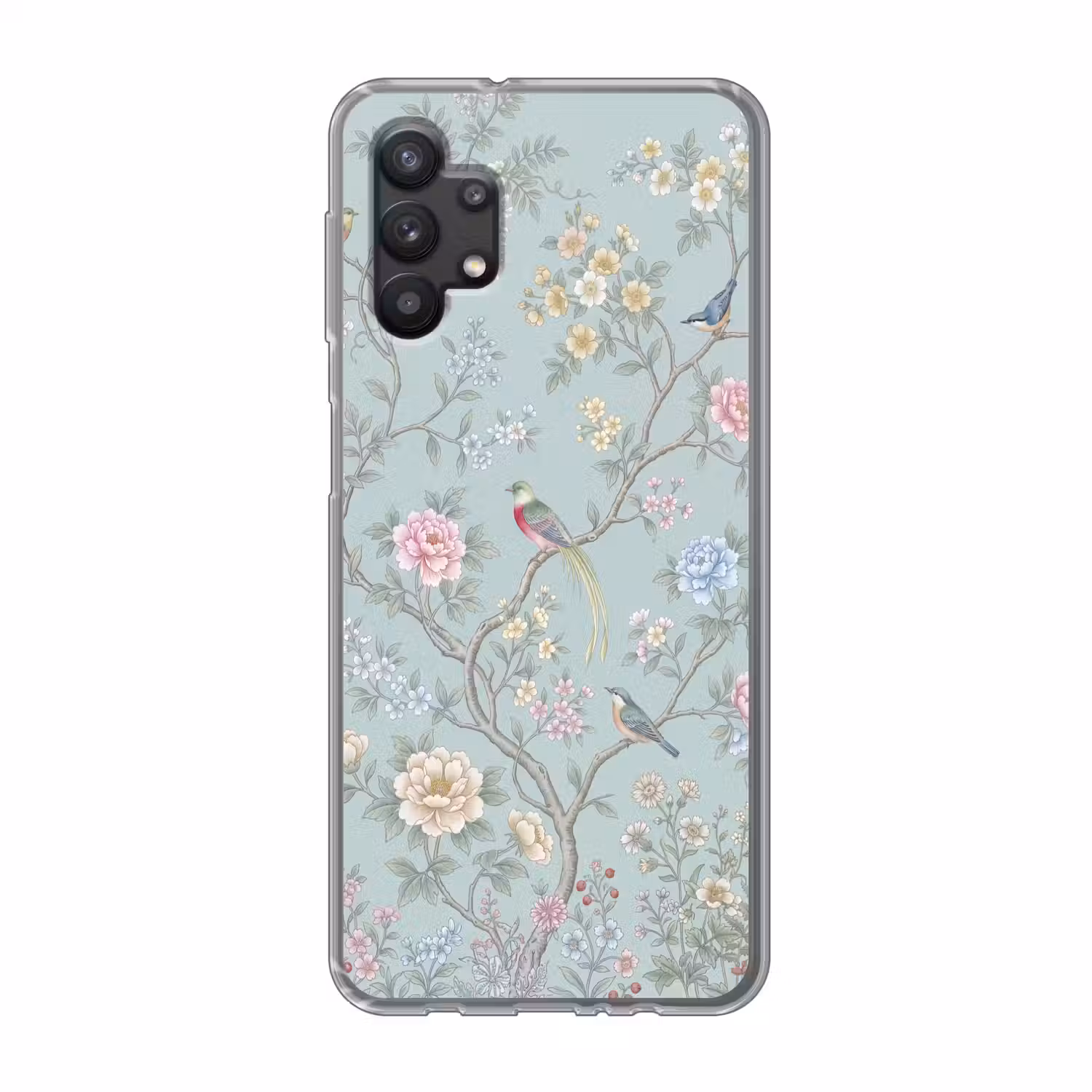 Vogel - Bloemen - Kleurrijk Telefoonhoesje Samsung Galaxy A32 5G klein -3d