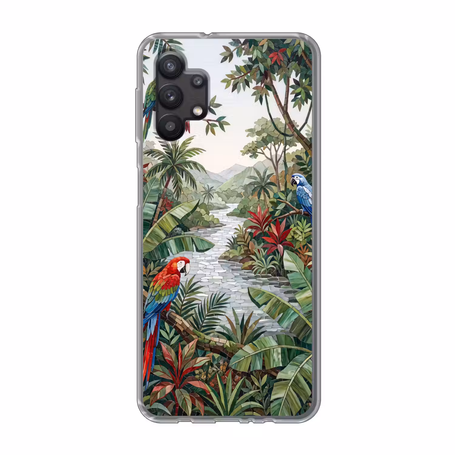 Vogel - Jungle - Natuur - Mozaïek - Groen Telefoonhoesje Samsung Galaxy A32 5G klein -3d