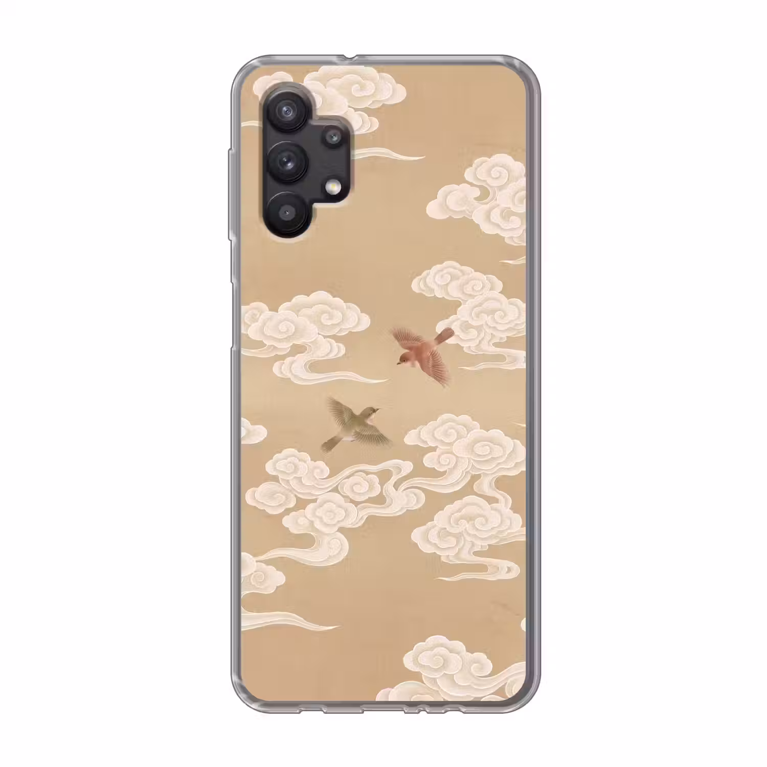 Vogels - Vliegen - Beige Telefoonhoesje Samsung Galaxy A32 5G klein -3d