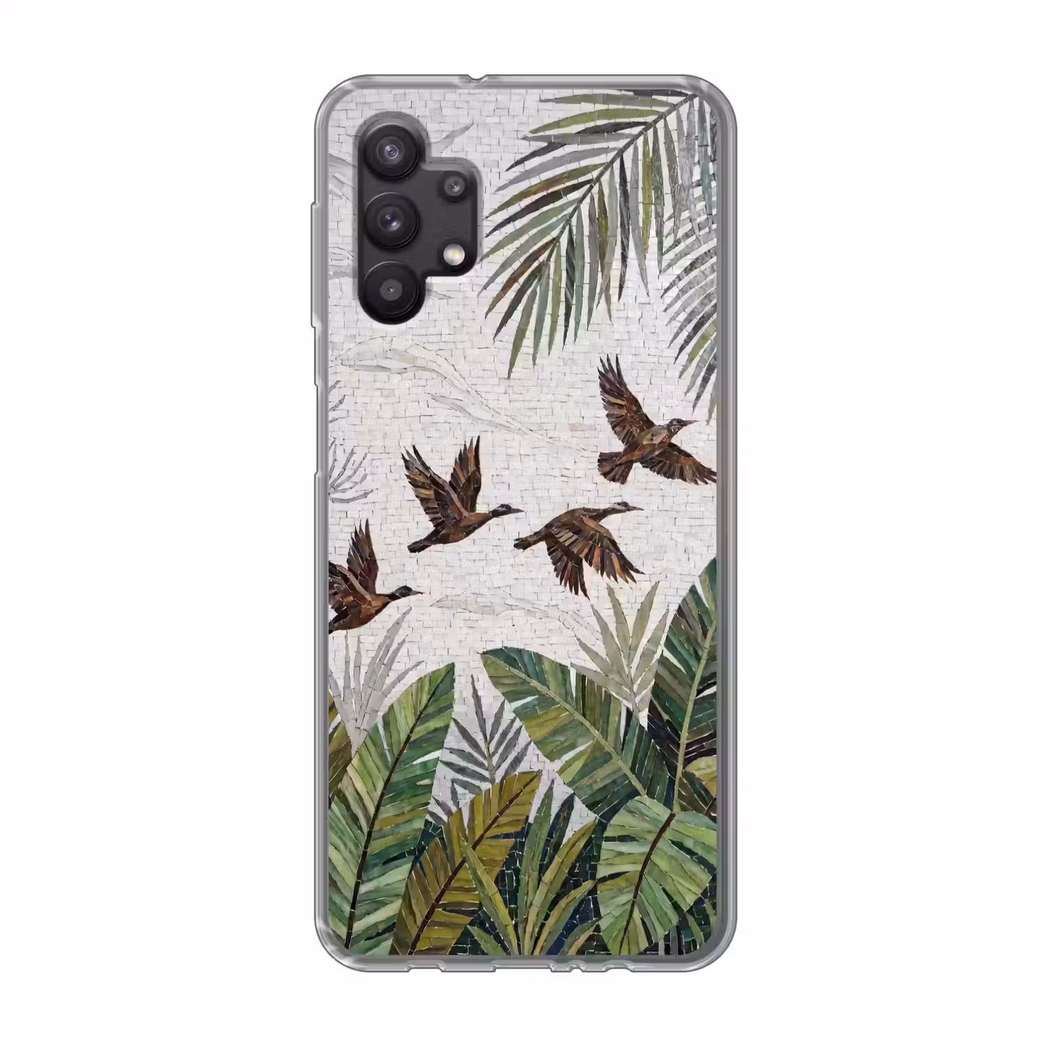 Vogel - Vliegend - Tropisch - Mozaïek - Groen Telefoonhoesje Samsung Galaxy A32 5G klein -3d