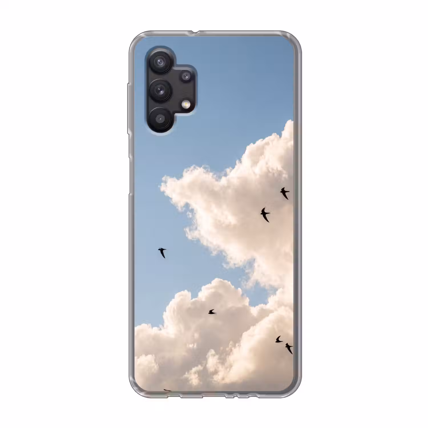Vogel - Vlucht - Wolken - Natuur - Blauw Telefoonhoesje Samsung Galaxy A32 5G klein -3d