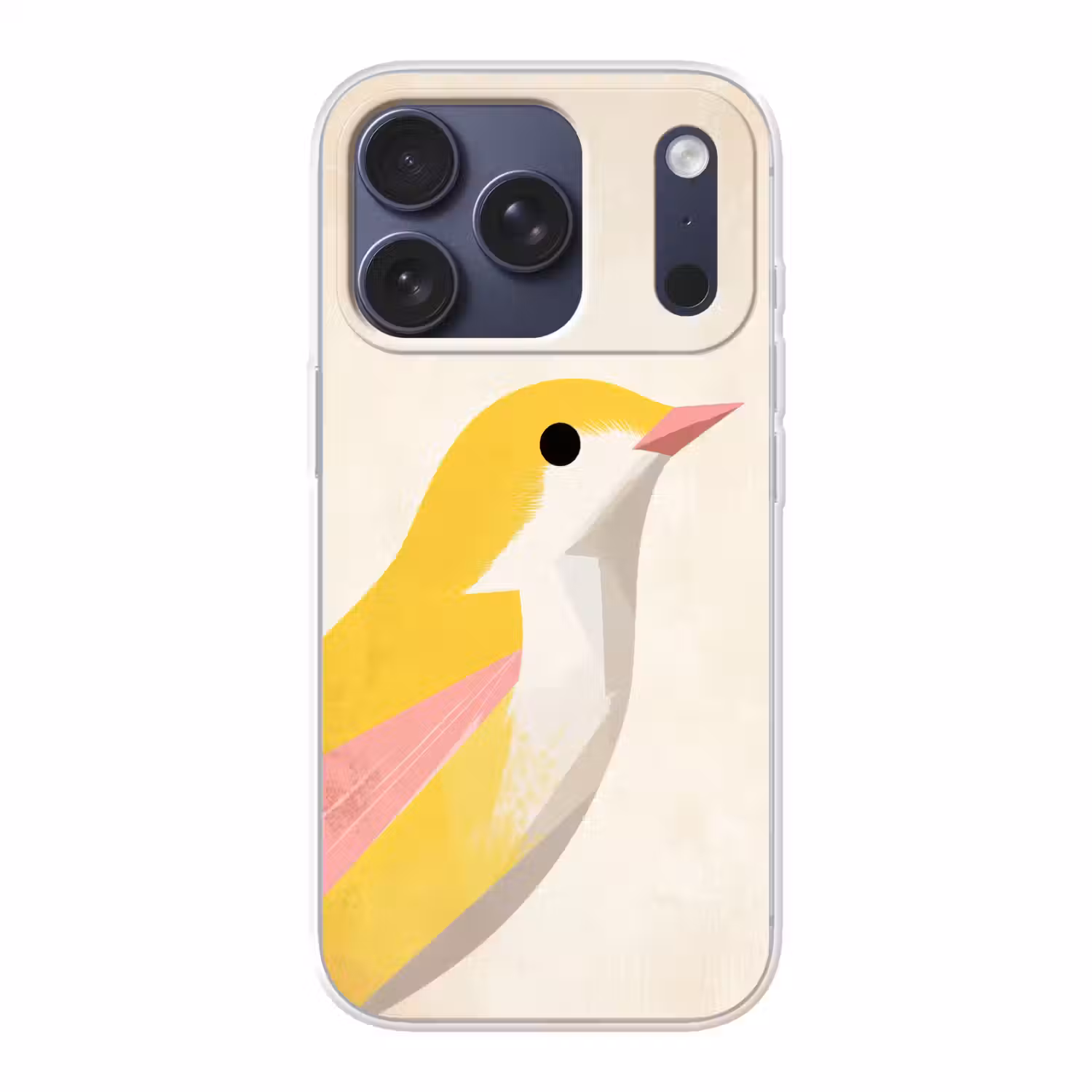 Vogel - Minimalistisch - Geel Telefoonhoesje iPhone 17 Pro klein -3d