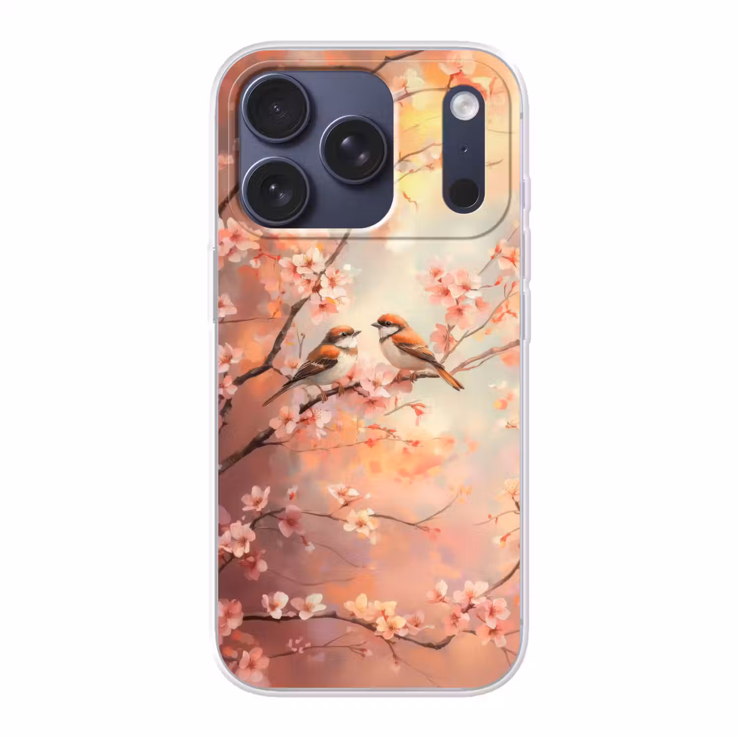 Vogels - Romantic - Bloesemtak Telefoonhoesje iPhone 17 Pro klein -3d
