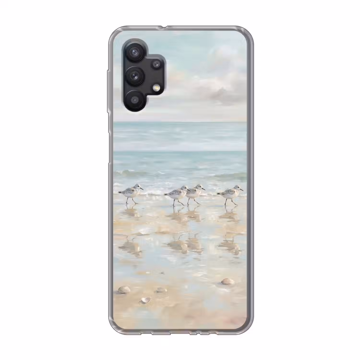 Vogels - Strand - Zee Telefoonhoesje Samsung Galaxy A32 5G klein -3d