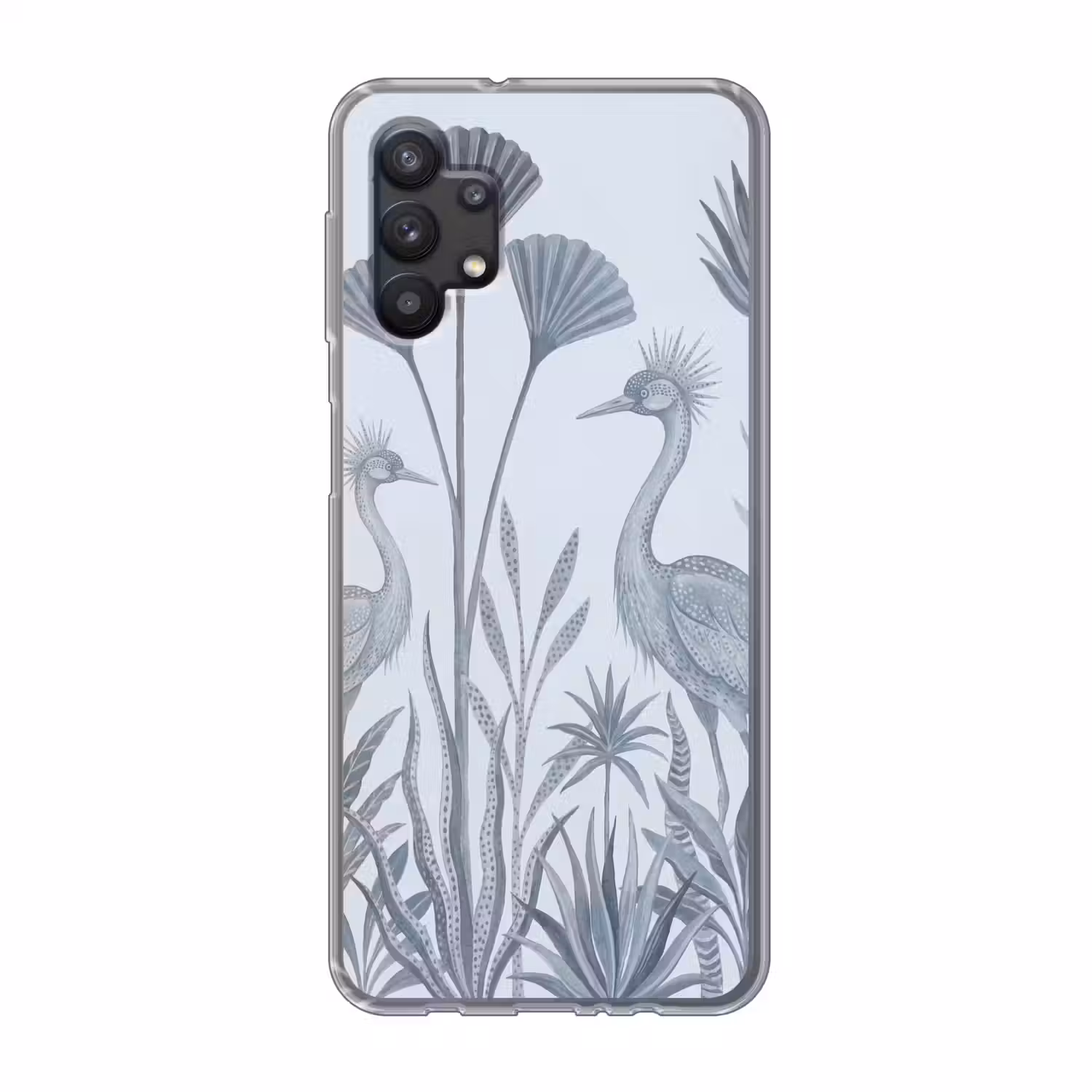 Vogel - Tropisch - Illustratie - Blauwgrijs - Natuur Telefoonhoesje Samsung Galaxy A32 5G klein -3d