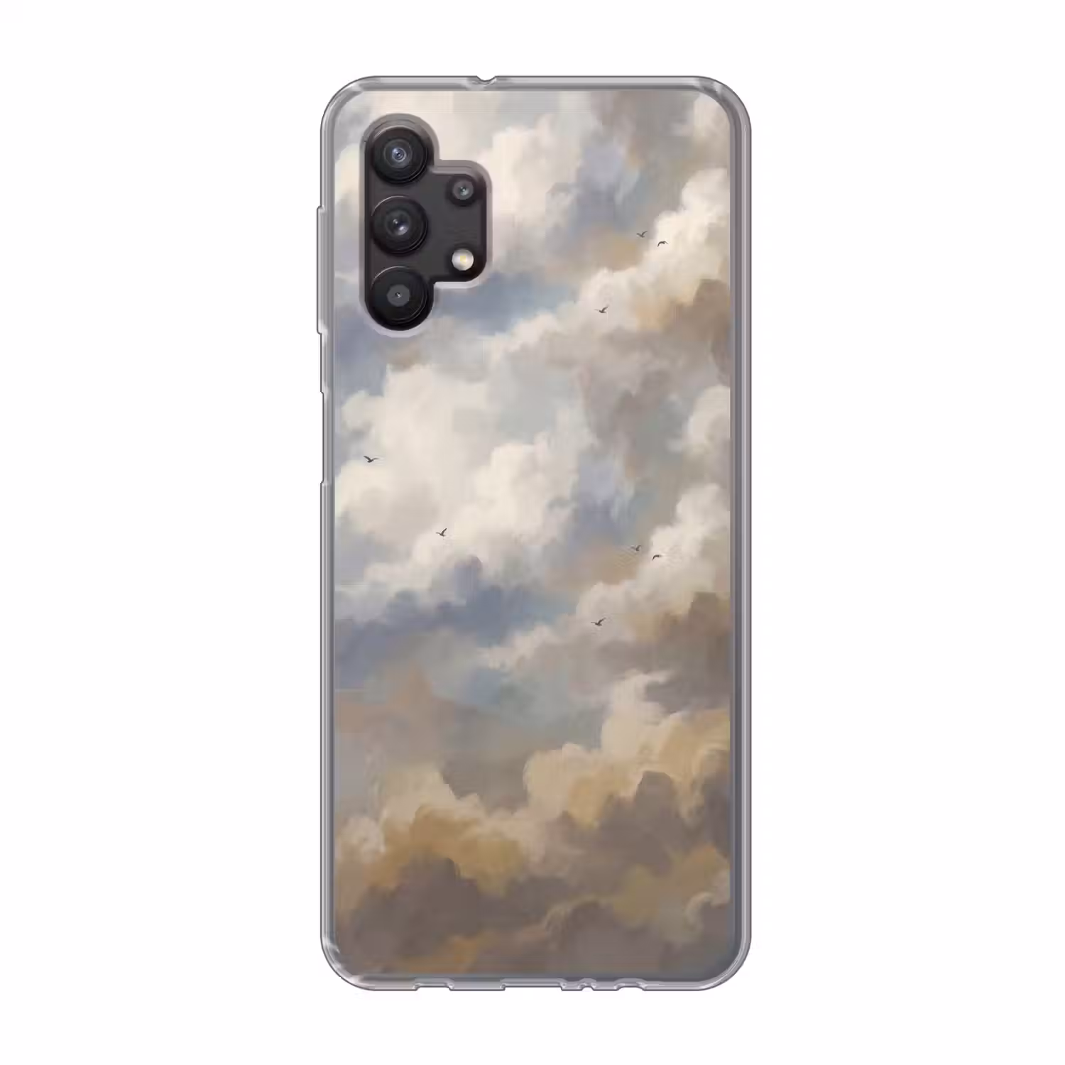 Vogel - Wolken - Natuur - Modern - Grijs Telefoonhoesje Samsung Galaxy A32 5G klein -3d